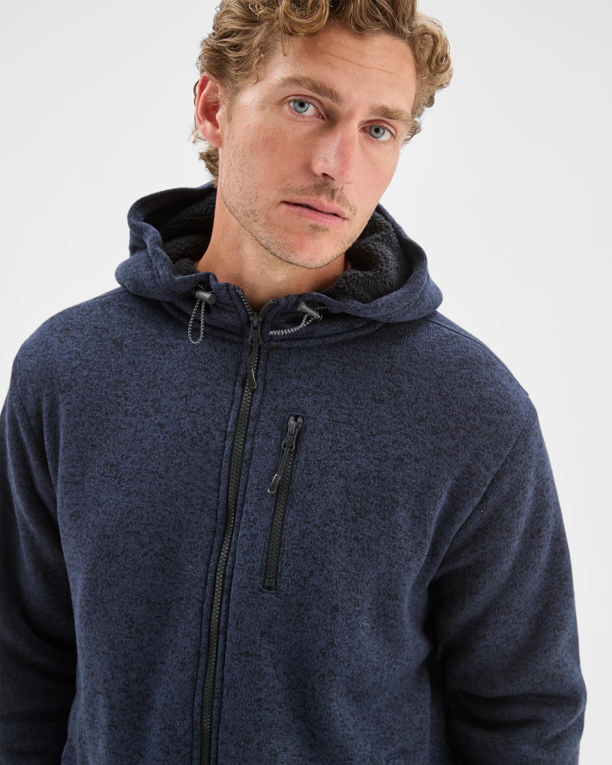 5 Target Man Teddy Lined Zip Through Fleece Hoodie NAVY MARLE, 5 of 7