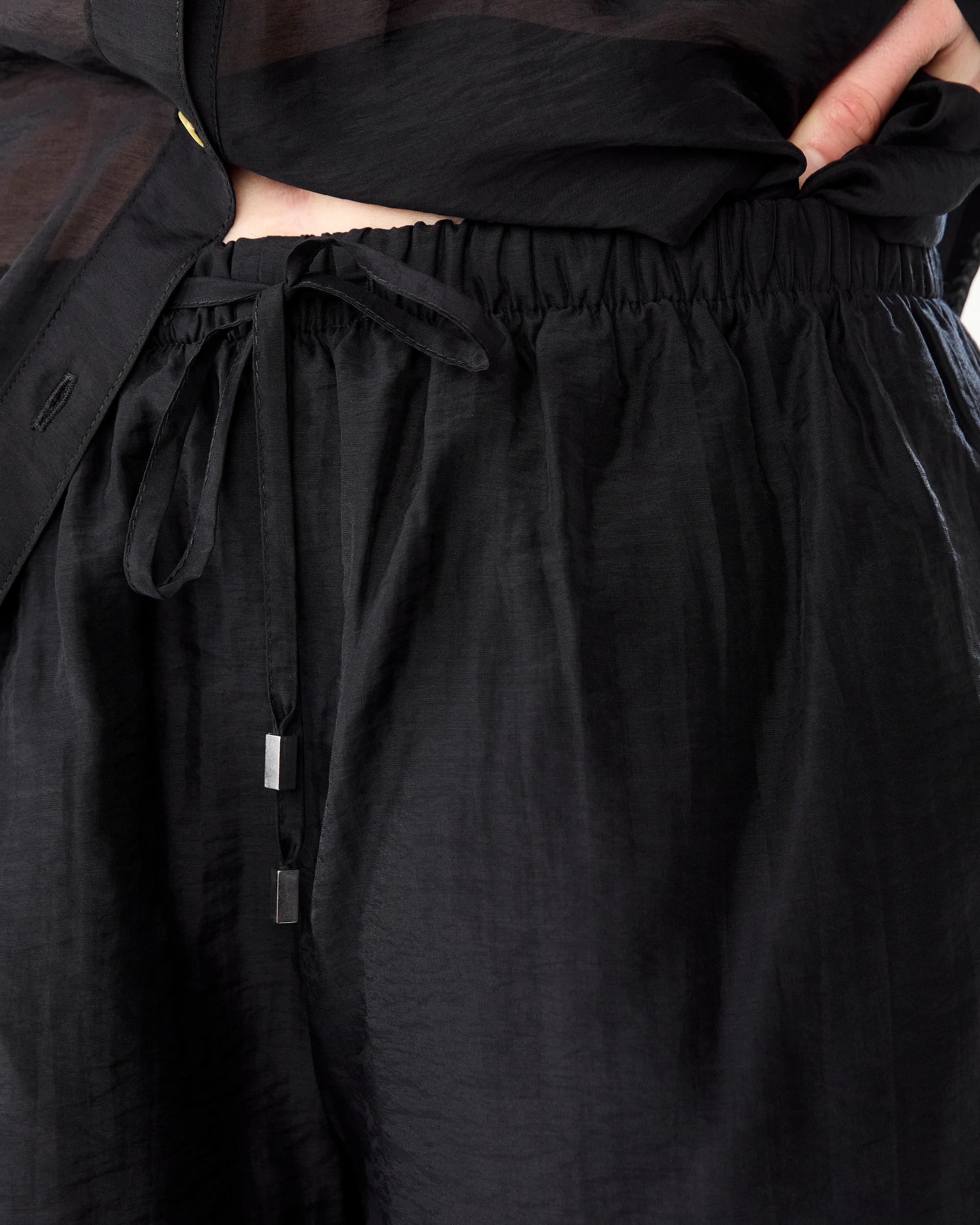 4 Tie Waist Sheer Shorts Black, 4 of 7