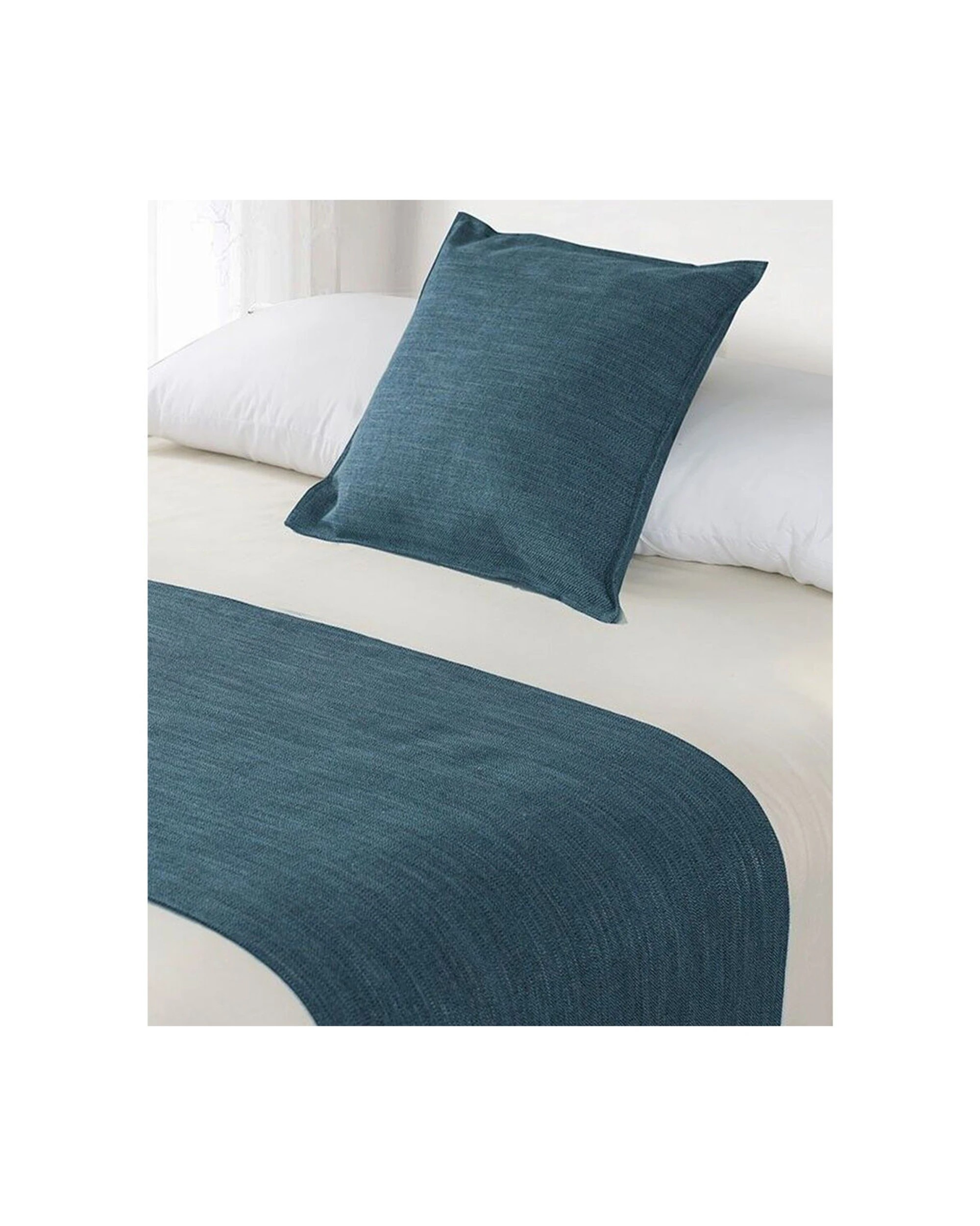 1 Jason Commercial Linen Look Runner - Marine 255x60cm - King Bed - Blue, 1 of 1