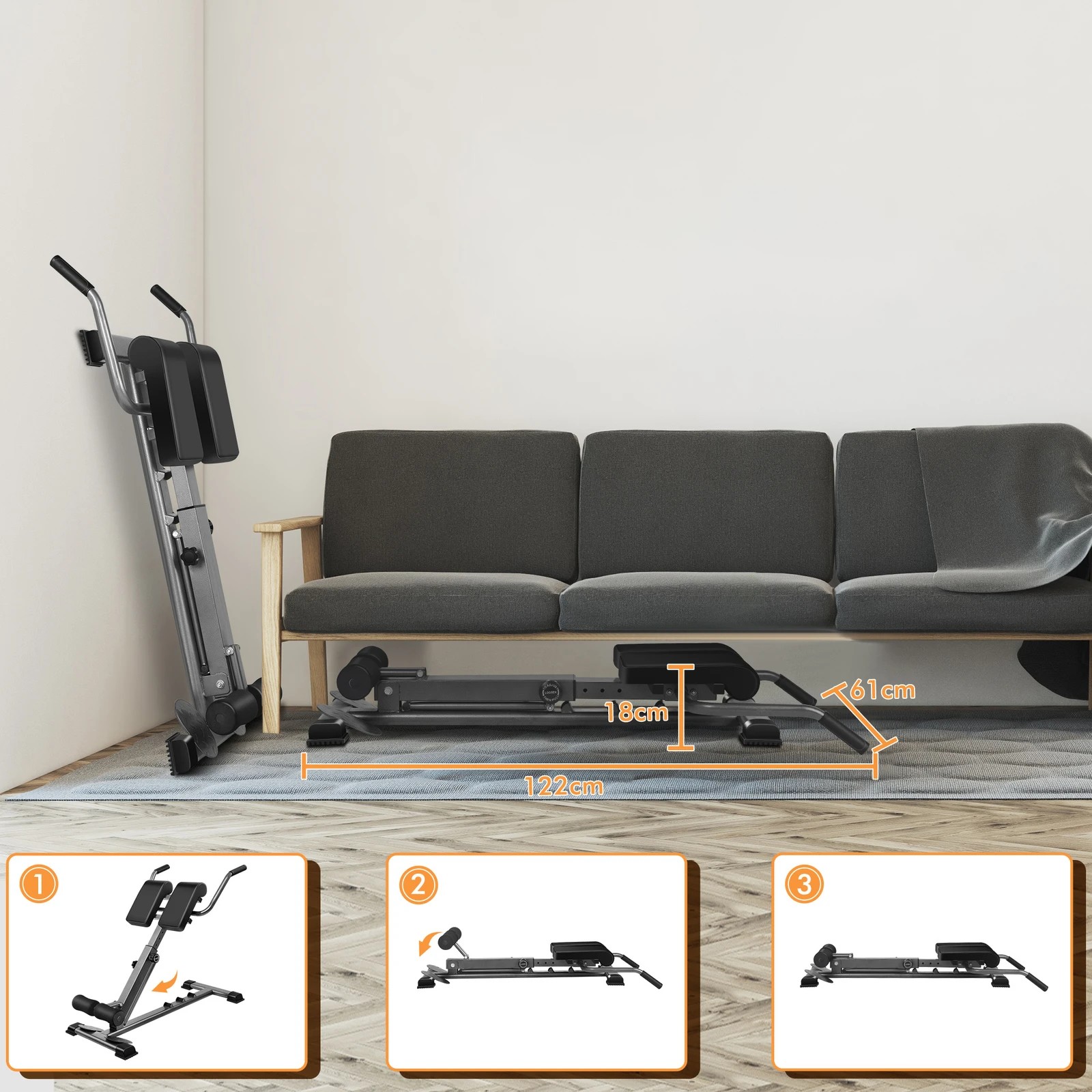 6 Black Lord Weight Bench Roman Chair, 6 of 10