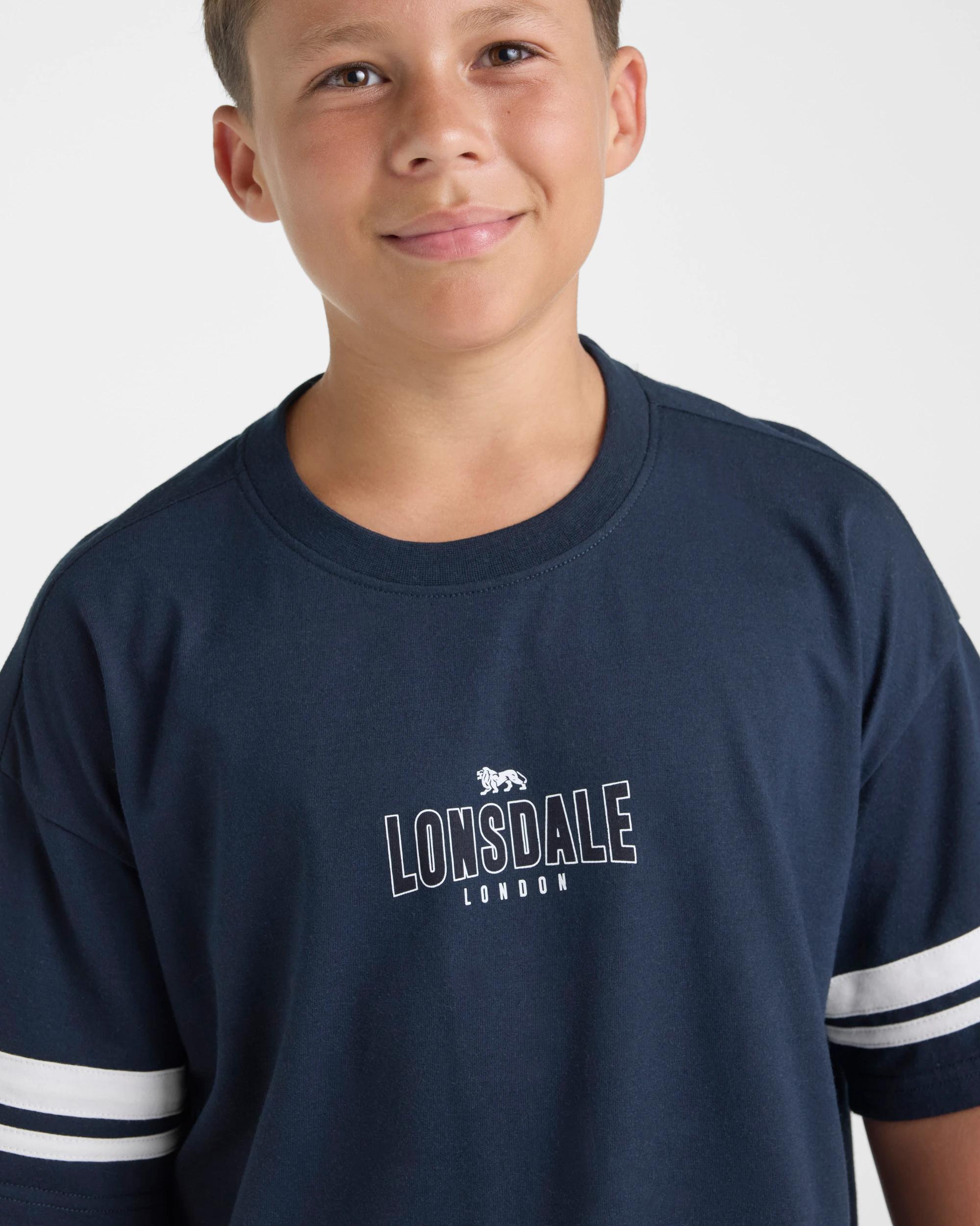 3 Lonsdale London Lonsdale Retro Sport T-Shirt NAVY BLUE, 3 of 5