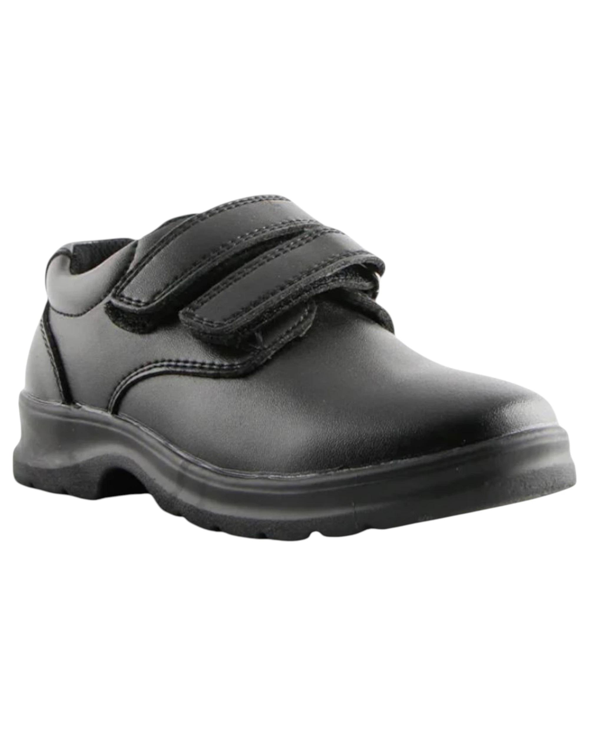 1 Grosby Kids Evan 2 Black Double Strap School Shoes BLACK, 1 of 4
