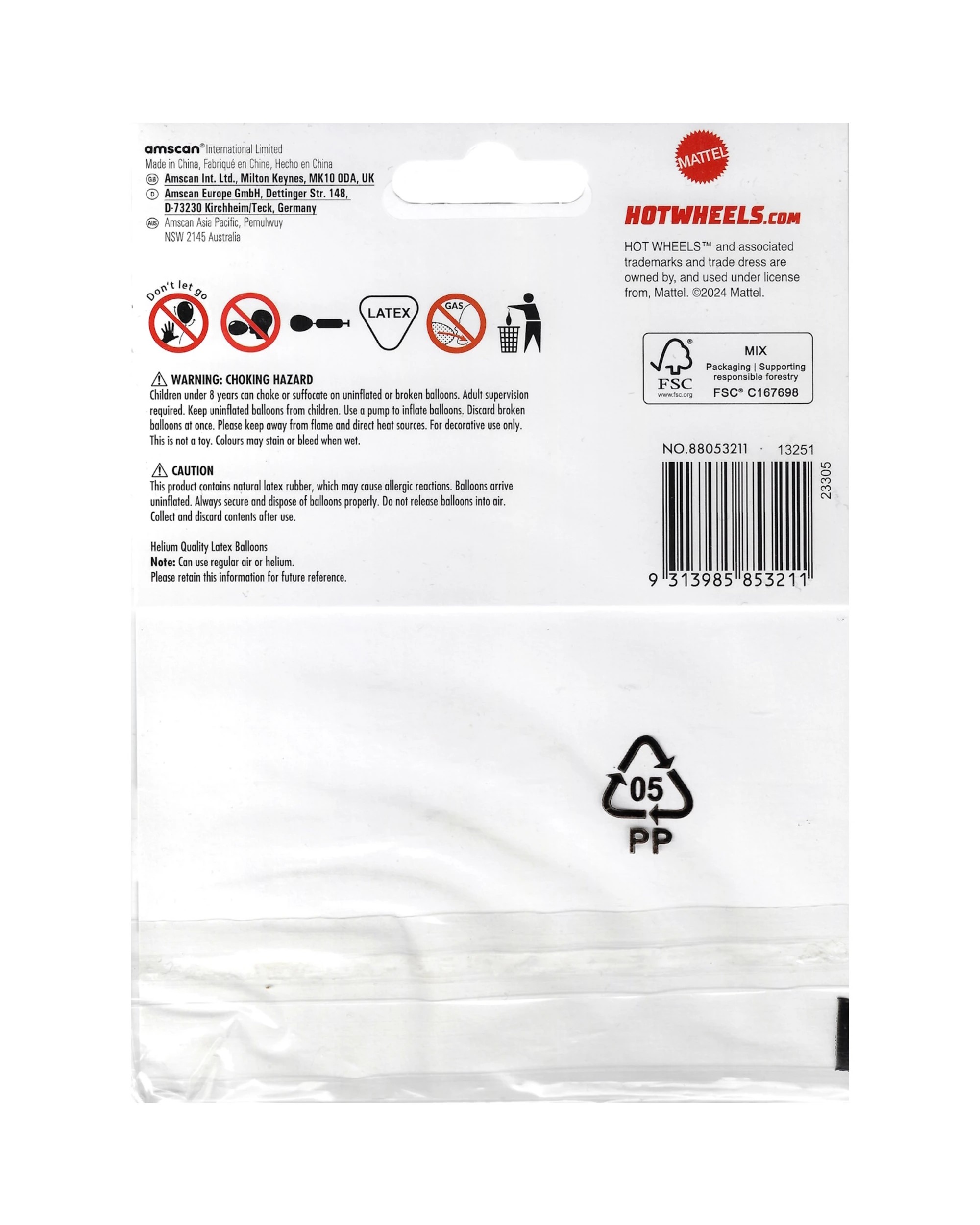 3 Hot Wheels Hot Wheels Latex Balloons Pack of 6, 3 of 3