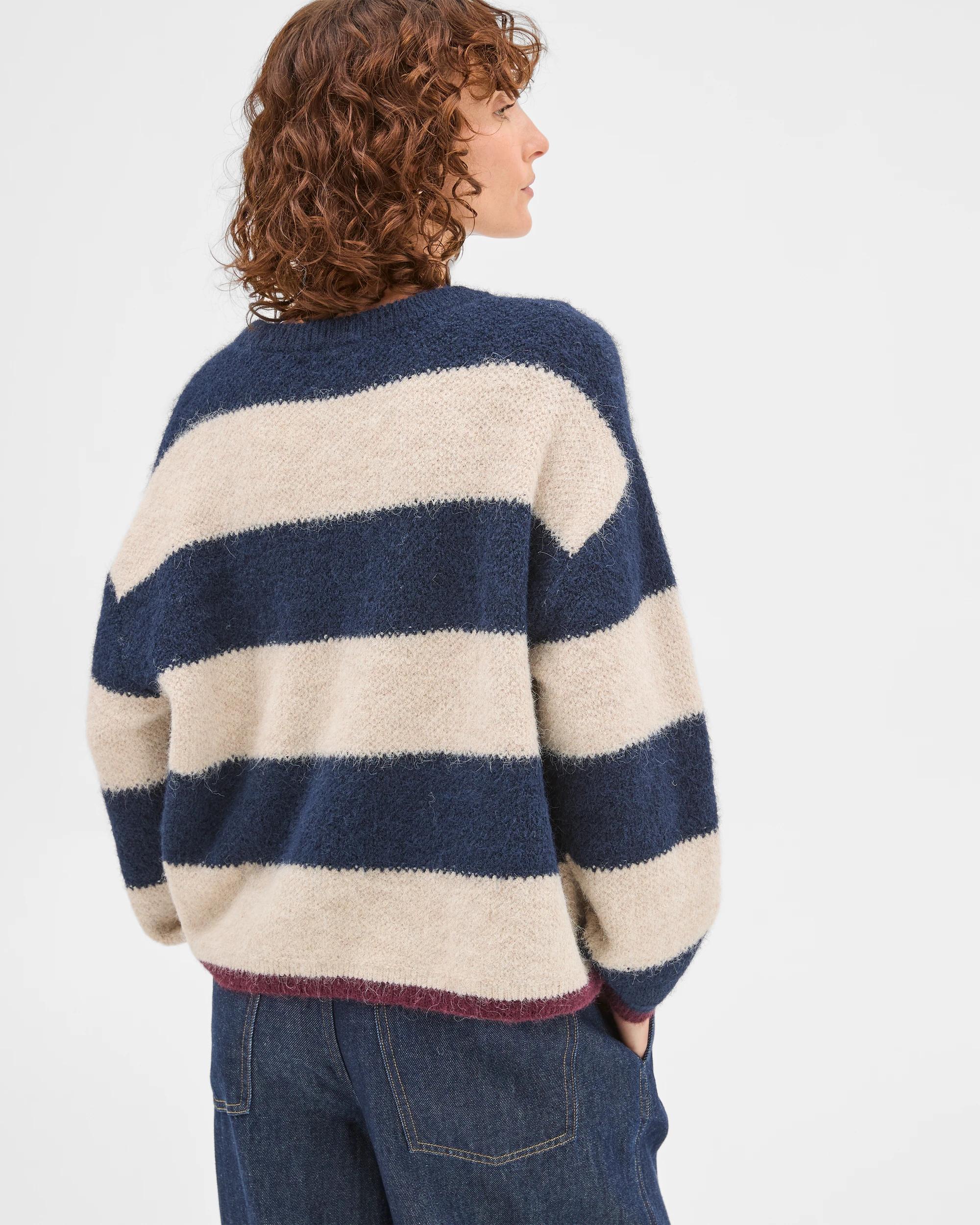 6 Target Woman Lofty Crew Neck Sweater INK NAVY/OATMEAL/PINOT STRIPE, 6 of 6