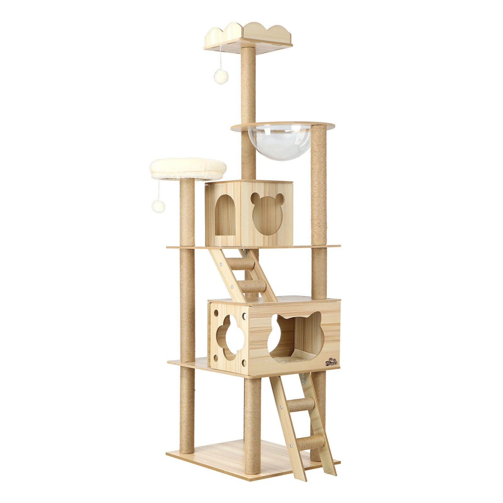 1 Alopet Cat Tree Scratching Post Scratcher Tower Wood Condo House Bed Large 190cm
 - Natural, 1 of 8