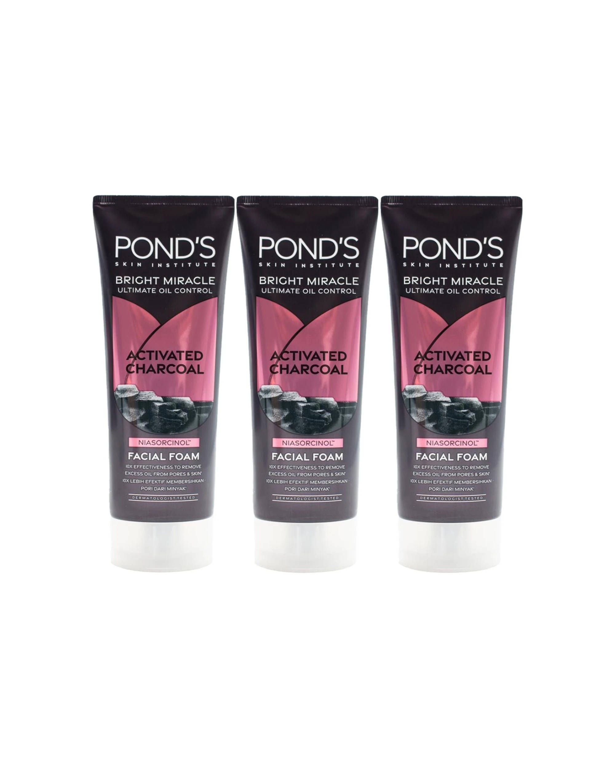 1 Ponds 3pk Bright Miracle Activated Charcoal Facial Foam 90g - Black, 1 of 3