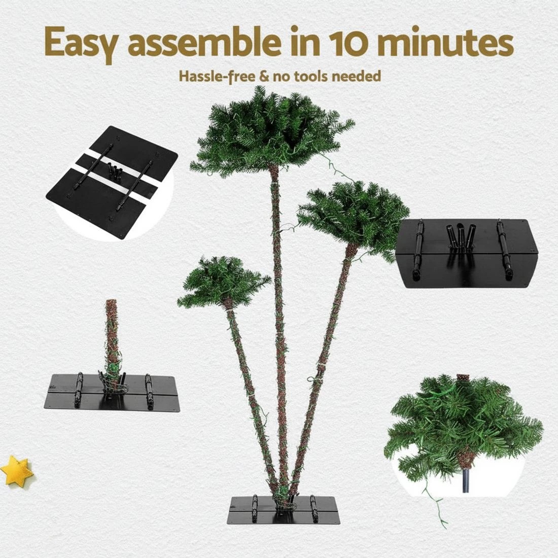 5 Jingle Jollys Christmas Tree 3 in 1 LED Xmas Palm Tree Party Decor 1.2/1.5/1.8M - Green, 5 of 7