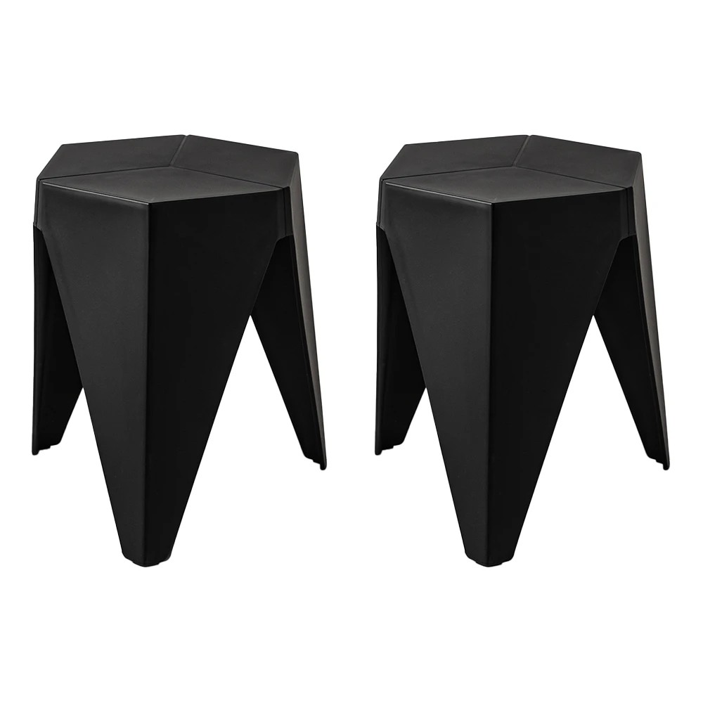 1 Artiss 2x Bar Stools Puzzle Plastic Foot Stool - Black, 1 of 7