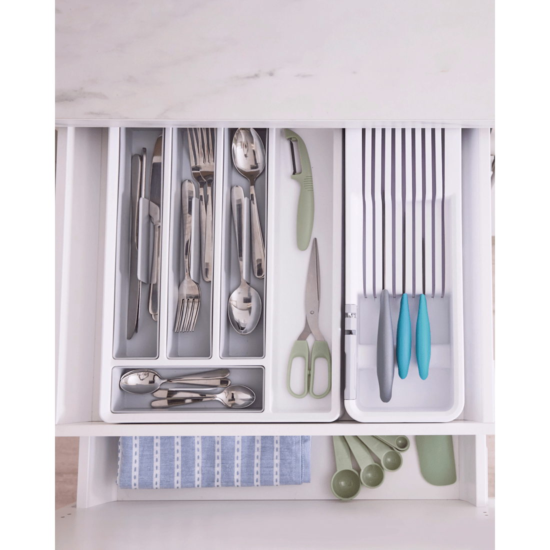 9 In Drawer 9 Knife Organiser - White and Grey, 9 of 10