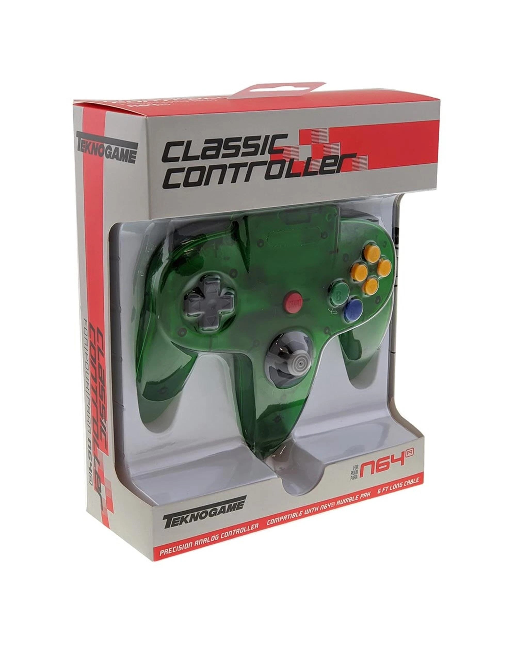1 Teknogame Nintendo 64 Classic Controller - Jungle Green - Green, 1 of 1