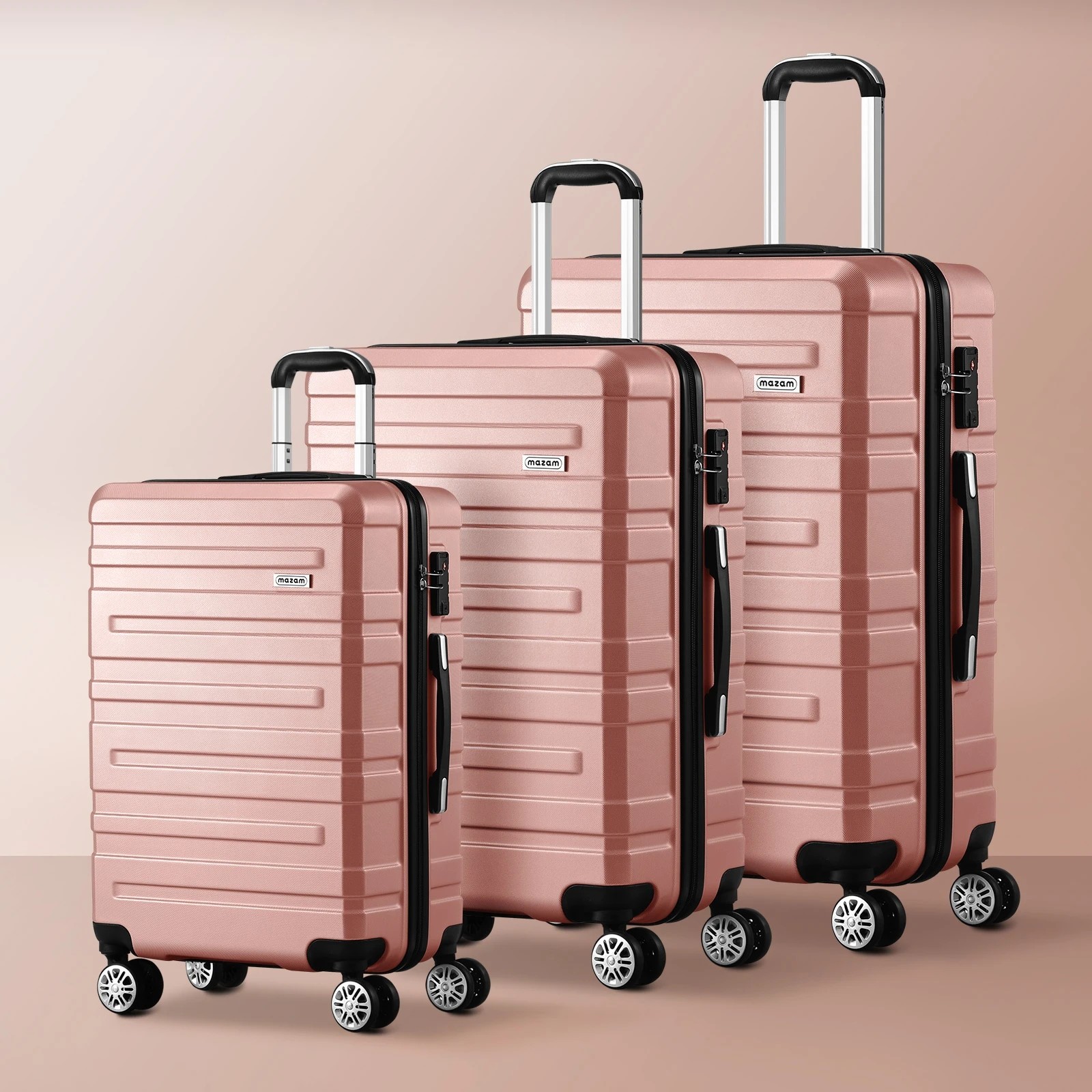 3 Mazam 3PCS Luggage Suitcase Trolley Set Travel TSA Lock ABS Hard Case - Pink, 3 of 10