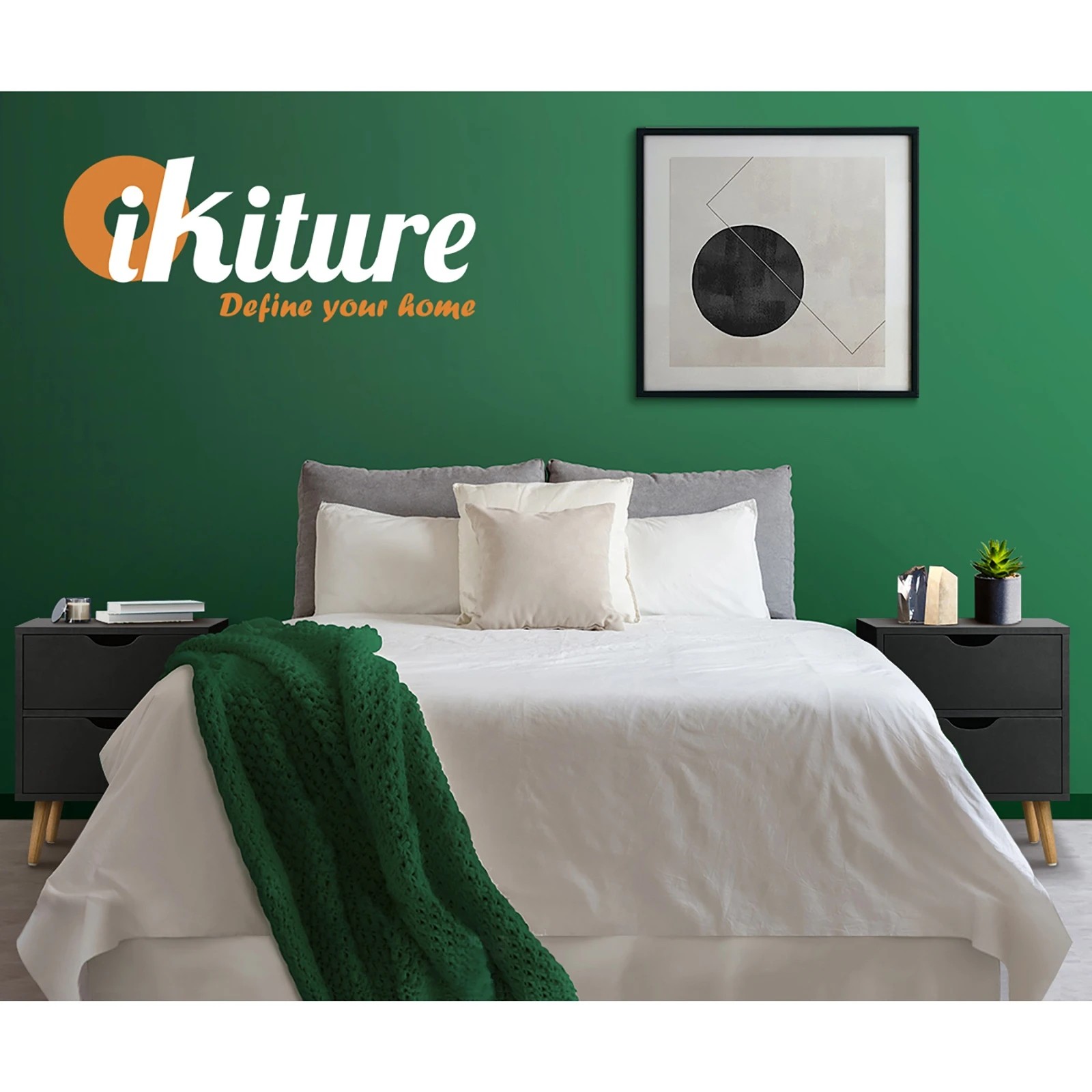 5 Oikiture Bedside Tables 2 Drawers Side Table Bedroom Storage
 - Black, 5 of 10