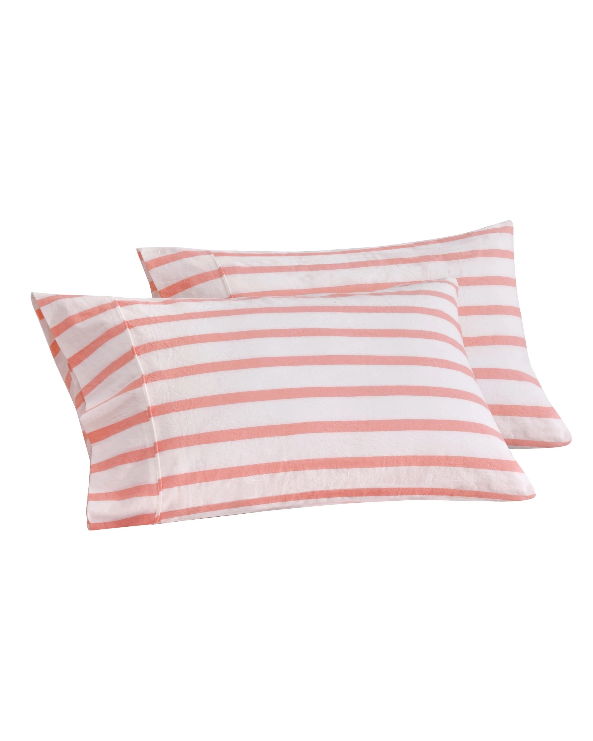 6 Dreamaker Twin Pack Bask Yarn Dyed Washed Cotton Striped Standard Pillowcase - Coral, 6 of 6