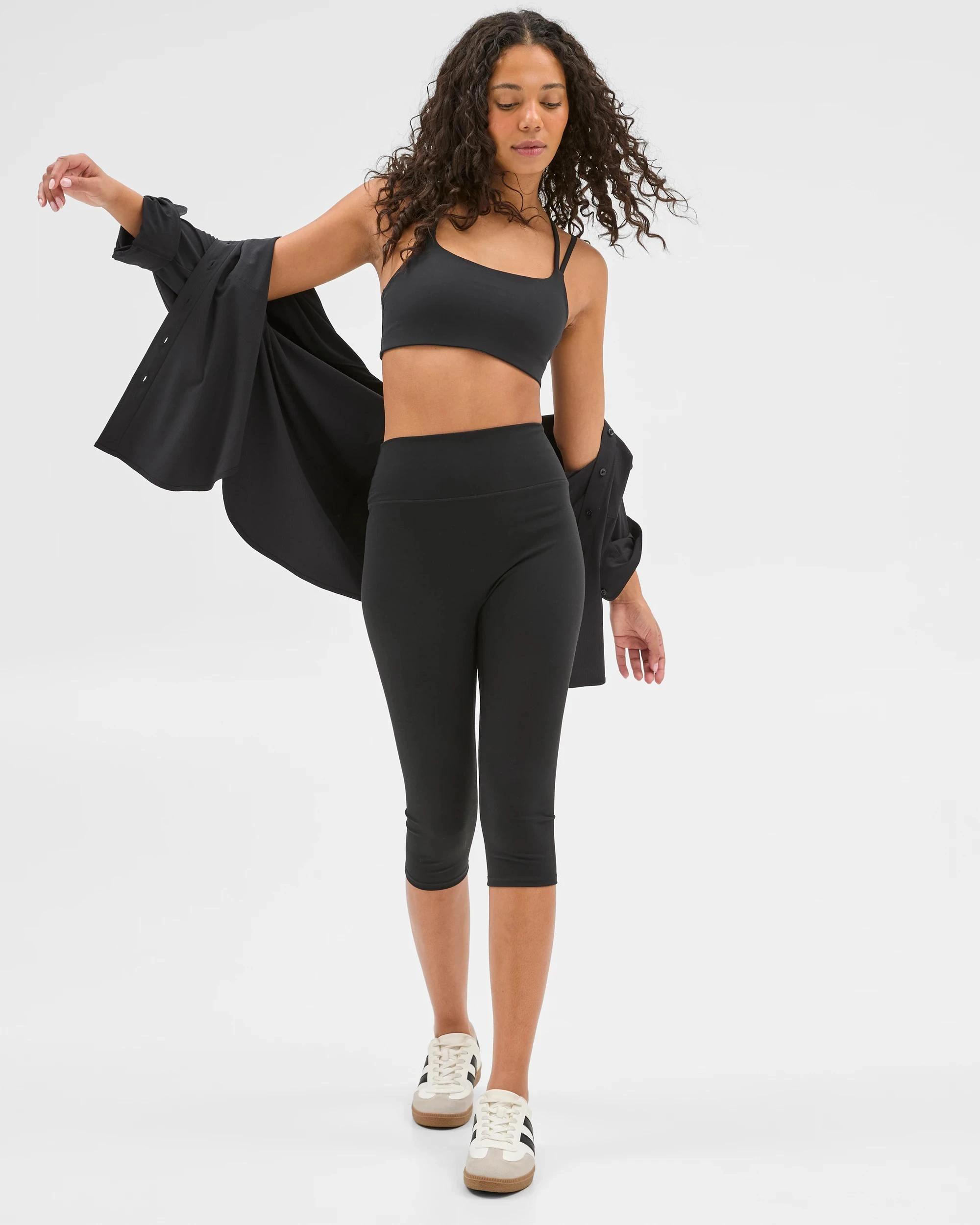 2 Target Active Studio Soft Crop Length Yoga Tights BLACK, 2 of 6