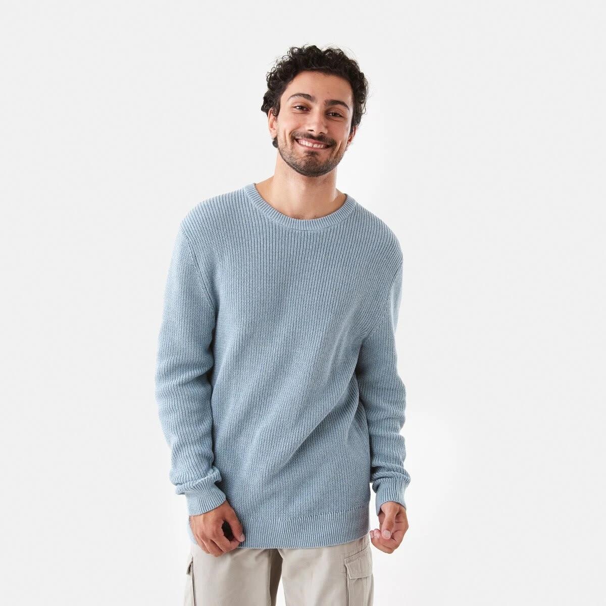1 Textured Crew Knit Jumper Blu Ash, 1 of 7