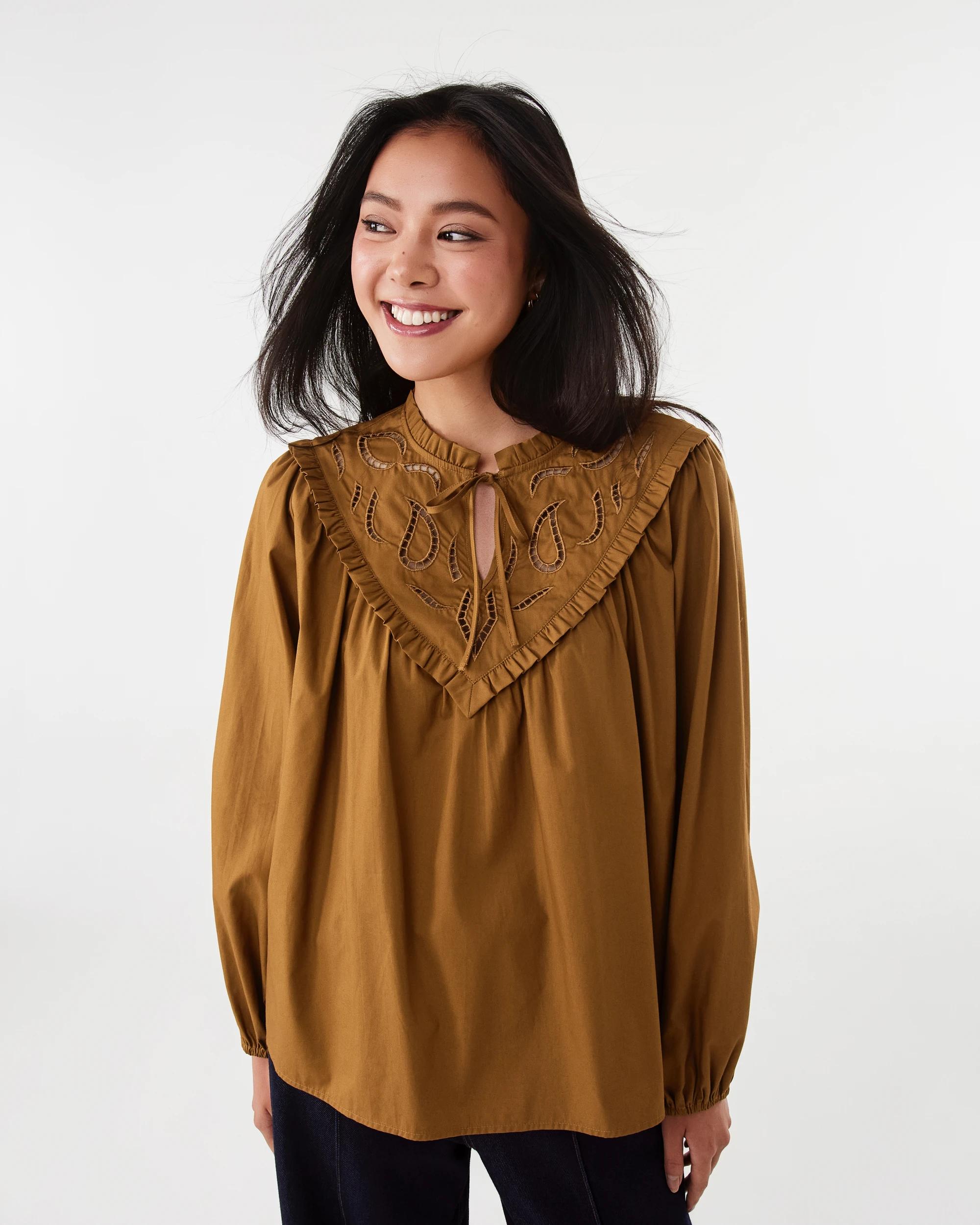 1 Long Sleeve Cutwork Detail Top Harvest, 1 of 6