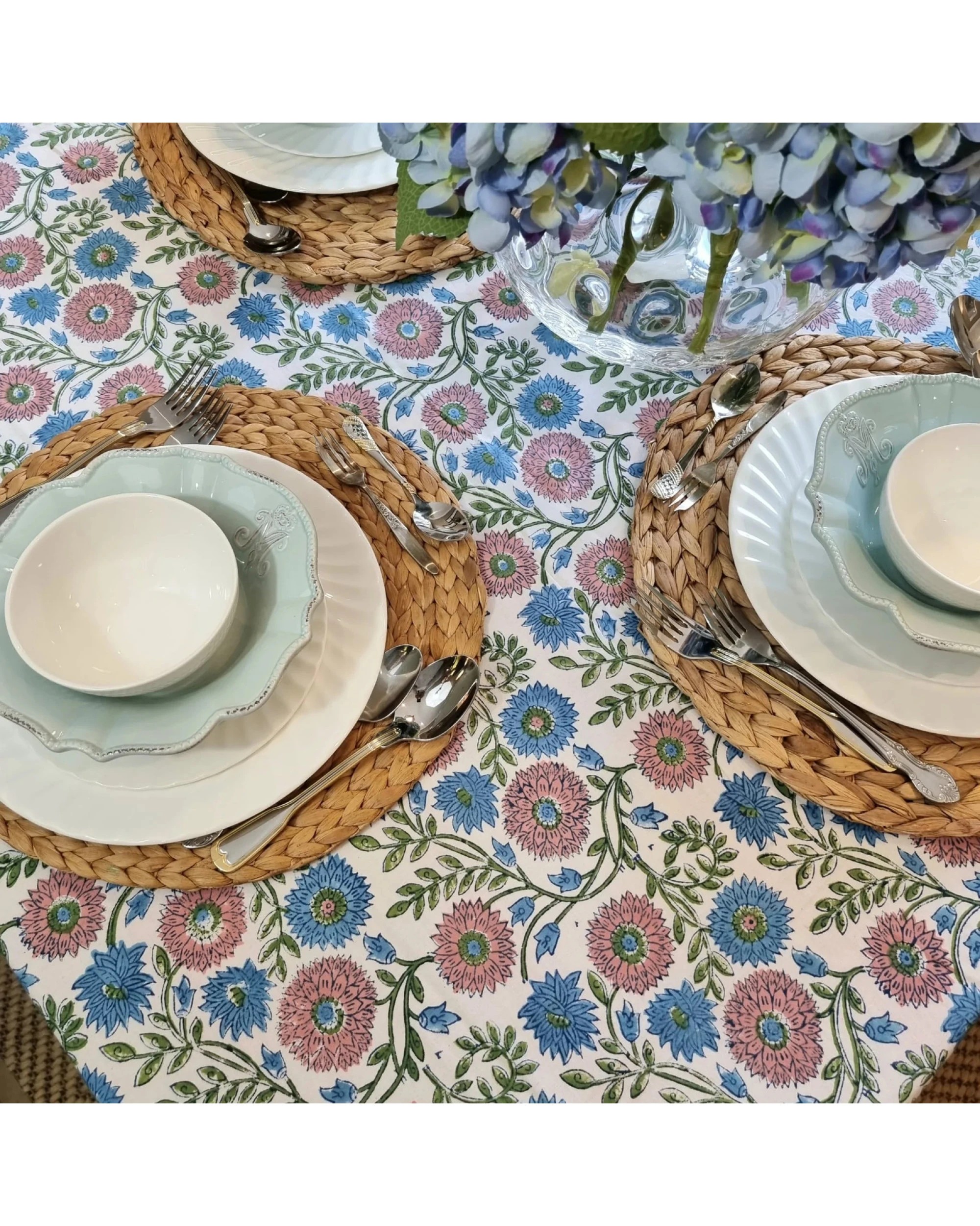 7 Kolka Kumudani Hand Block-printed Tablecloth - Pink, 7 of 8