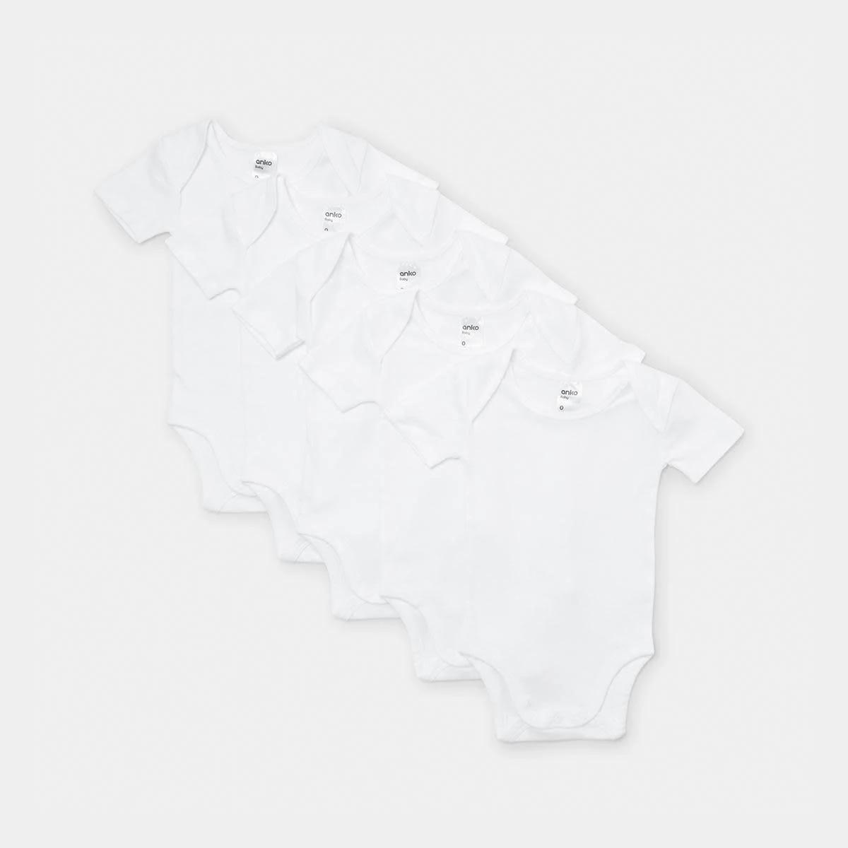 1 5 Pack Short Sleeve Bodysuits WHITE MULTI PACK, 1 of 4
