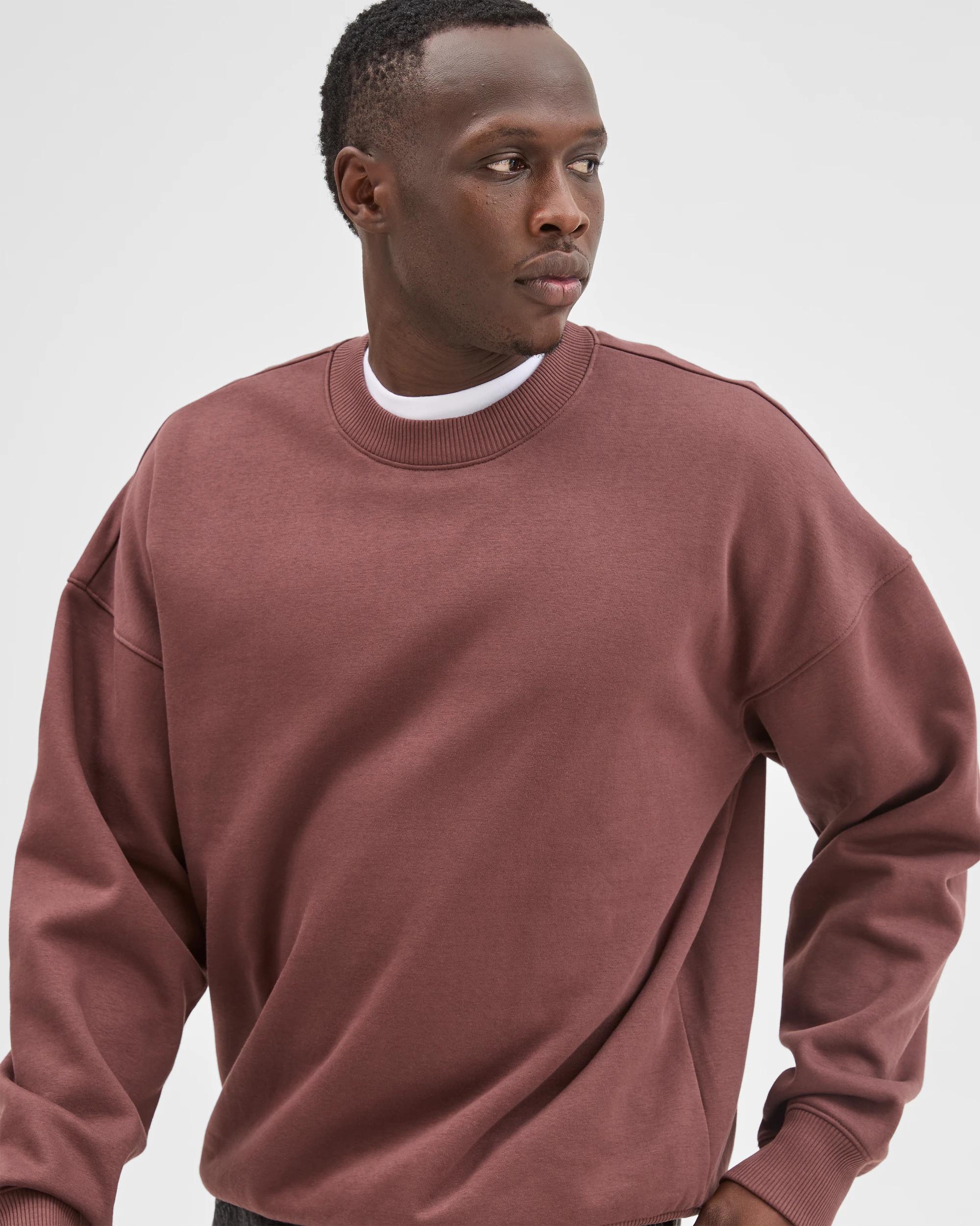 5 Commons Australian Cotton Blend Oversized Heavyweight Fleece Crew Jumper BURGUNDY, 5 of 7