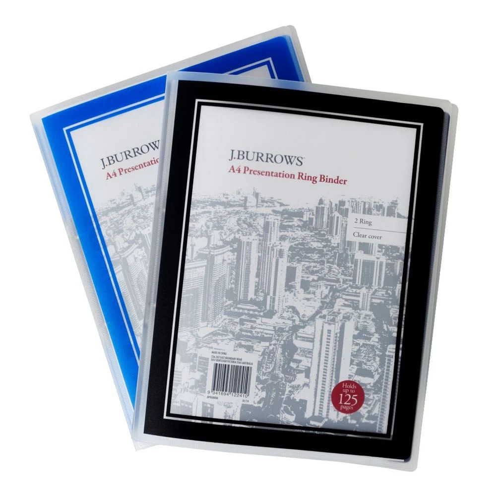3 J.Burrows A4 2 D-Ring Presentation Binder Black, 3 of 4