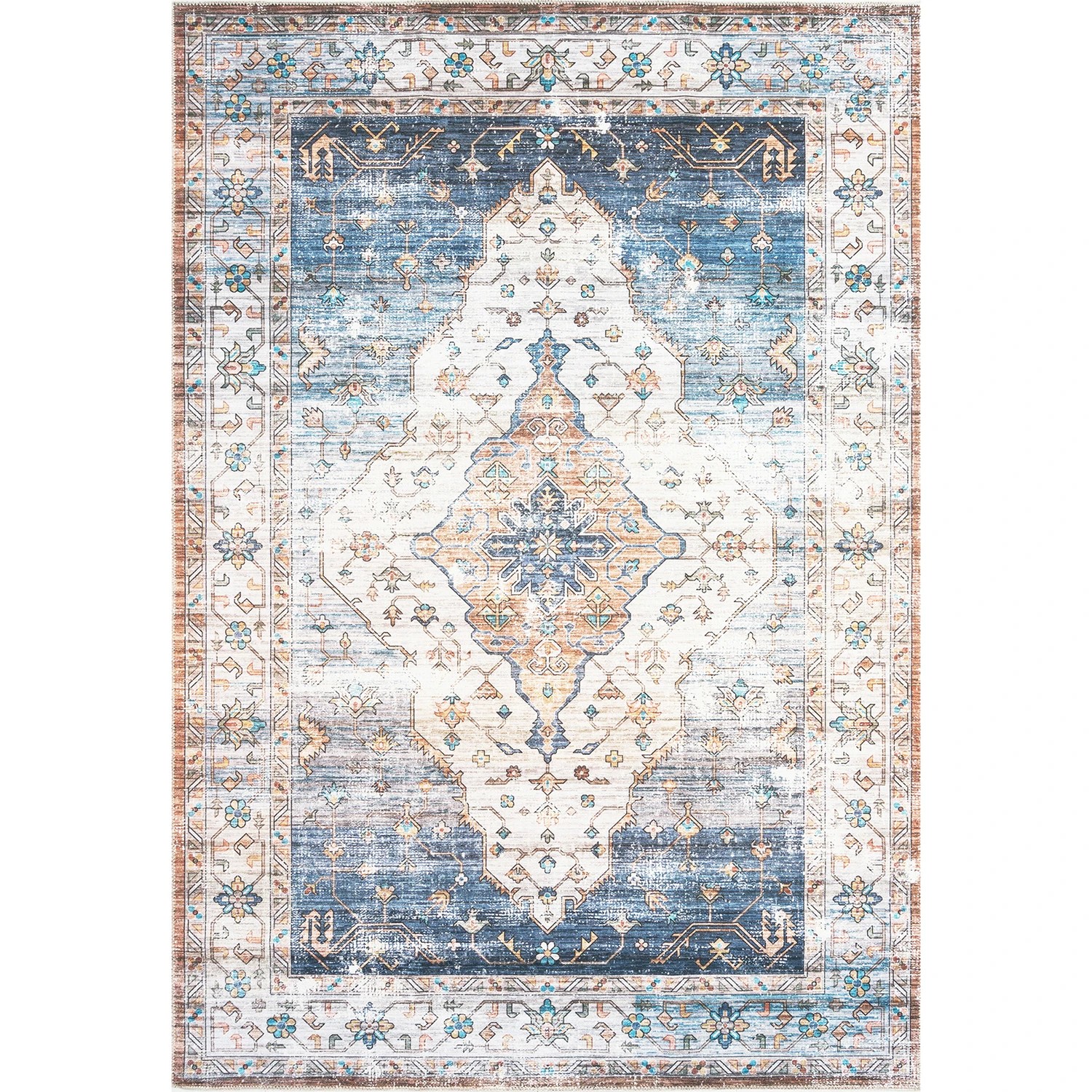 2 Common Ground Rugs Union Blair 220x150cm - Medium Washable Floor Rug - Blue, 2 of 6