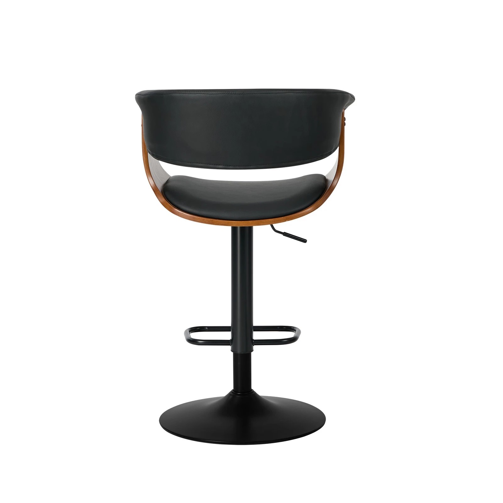 7 Oikiture 2x Bar Stools Swivel Gas Lift Counter Stool Armrest Leather - Black, 7 of 8
