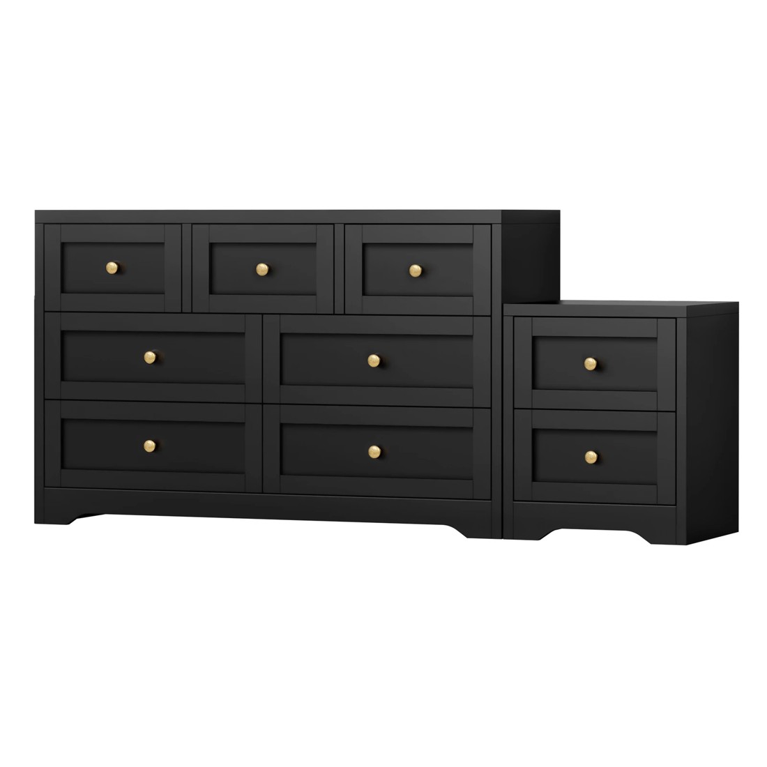 1 Alfordson 7 Chest of Drawers Bedside Table Hamptons Bedroom Storage - Black, 1 of 10