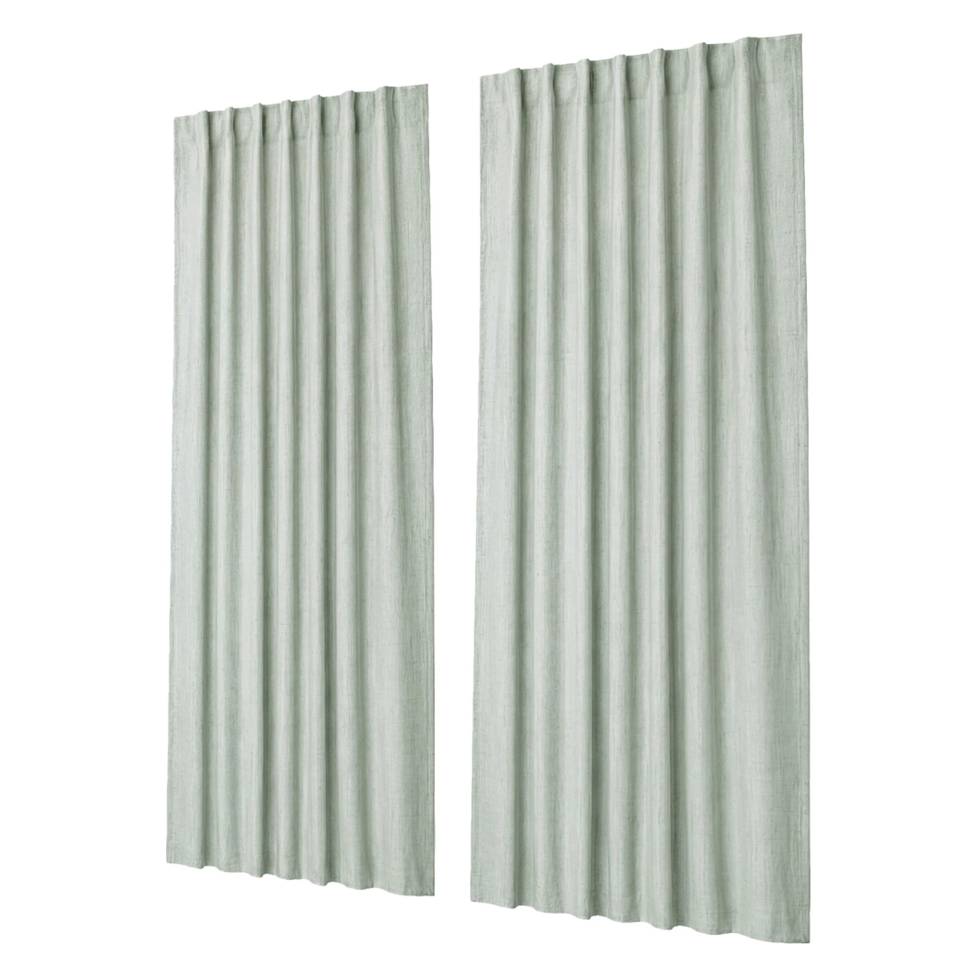 1 Marlow 2 Panels Blackout Curtains Linen Look Curtain Draperies Window Green, 1 of 8