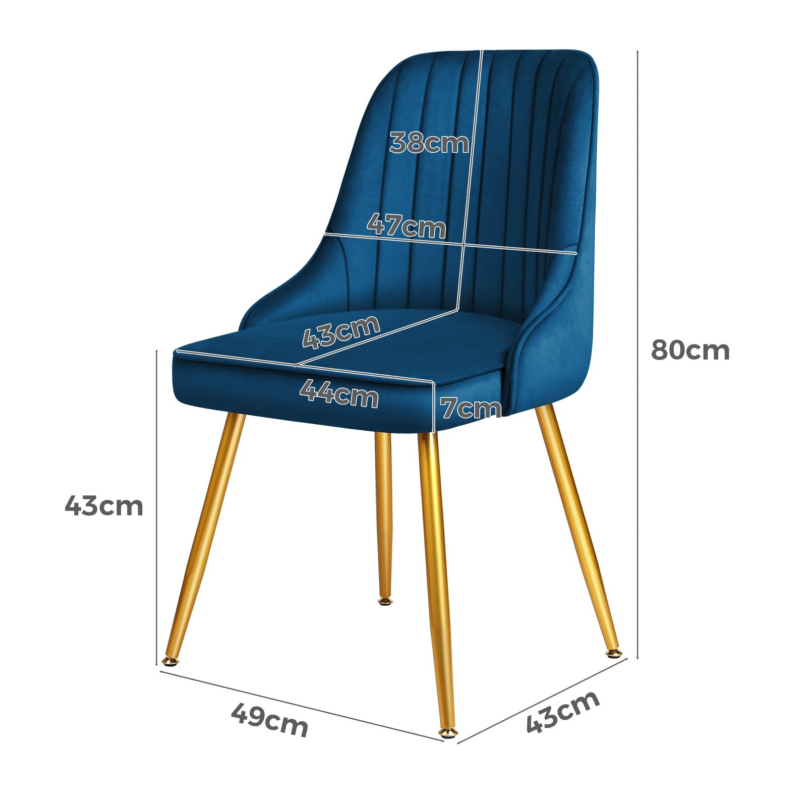 8 Alfordson 4x Dining Chairs Kitchen Accent Lounge Padded Tufted Seat Velvet - Blue, 8 of 8