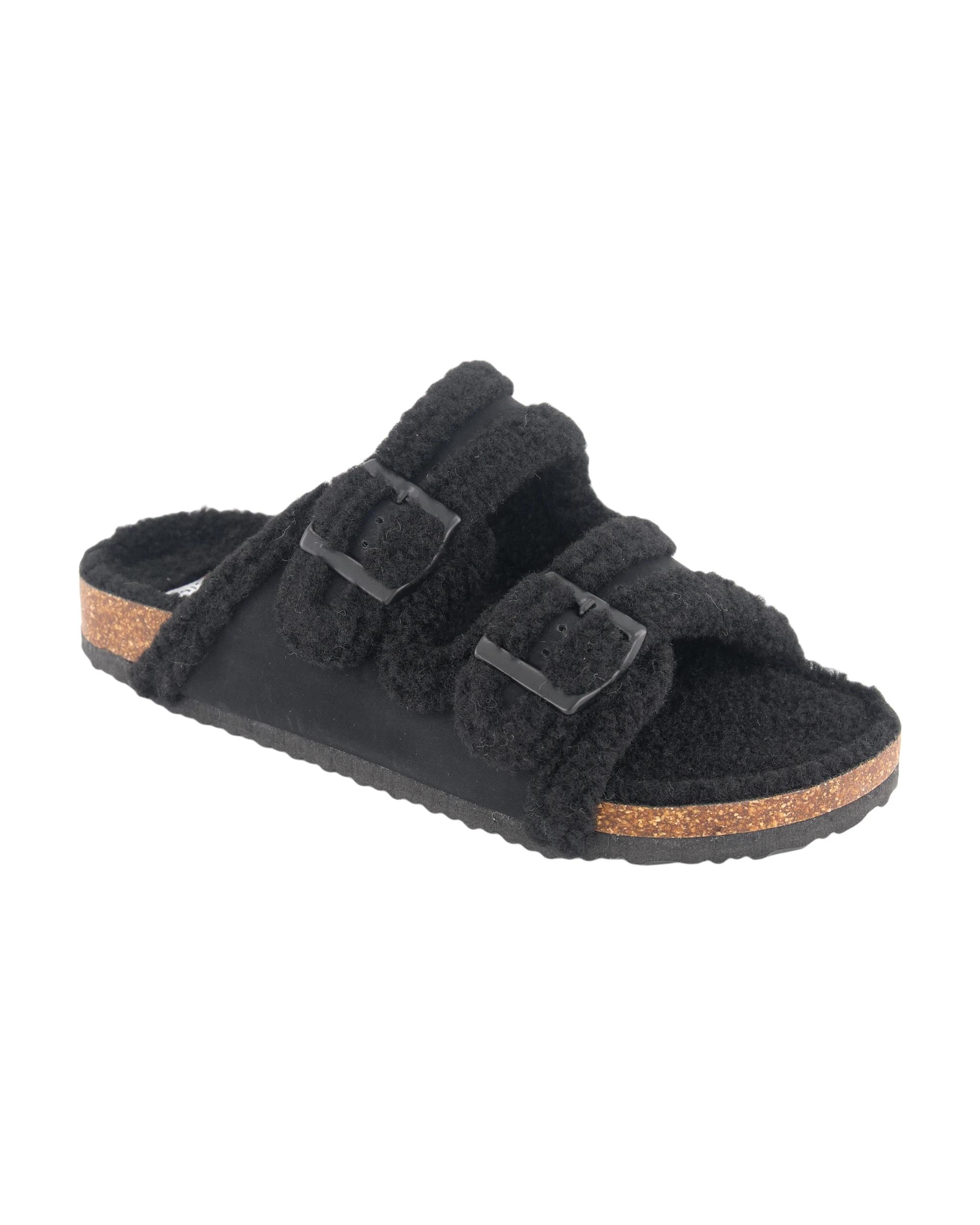 1 Lined Footbed Slides Black, 1 of 3