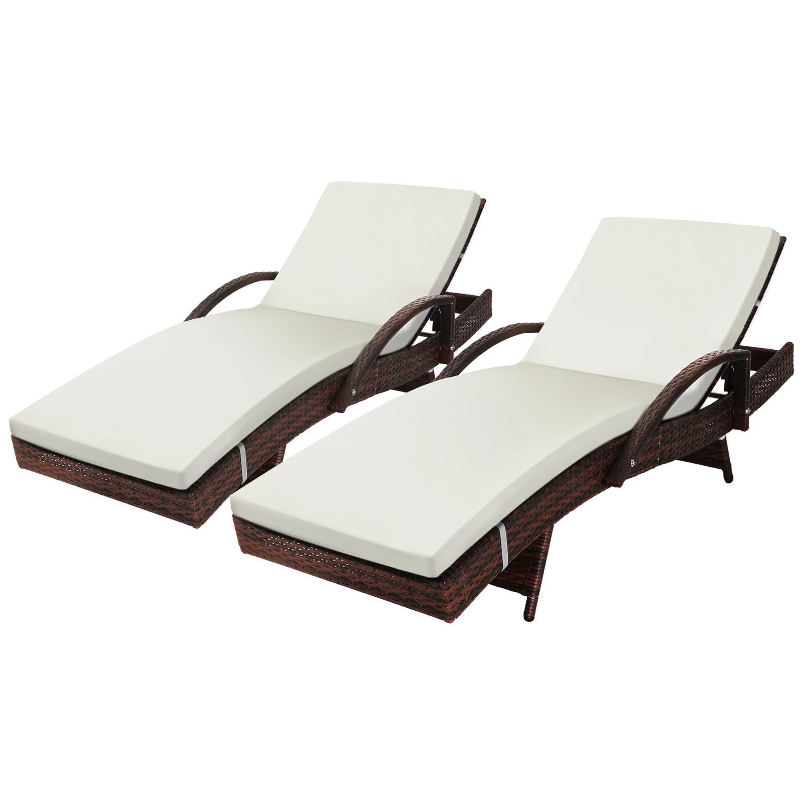 1 Livsip 2pc Sun Lounge Wicker Lounger Beach Chair
 - Beige, 1 of 8