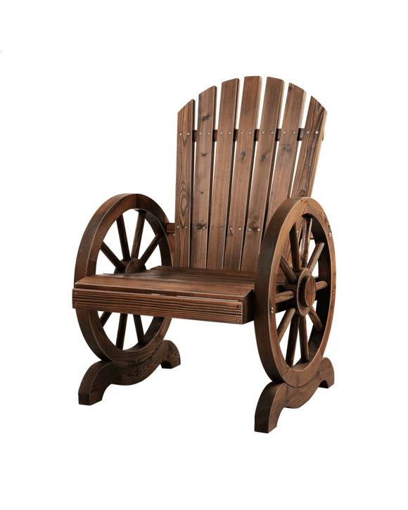 Alfordson Outdoor Wagon Wheel Chair Garden Wooden Seat Patio Lounge - Charcoal