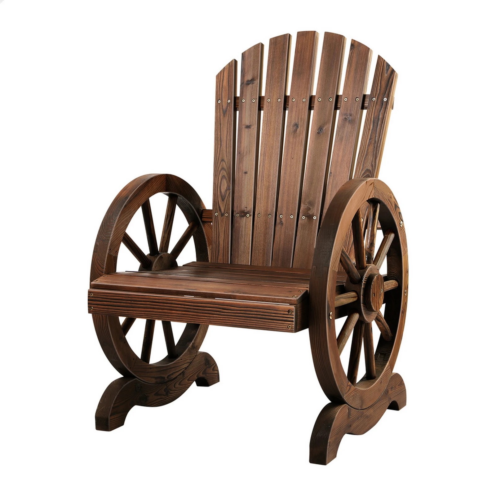 1 Alfordson Outdoor Wagon Wheel Chair Garden Wooden Seat Patio Lounge - Charcoal, 1 of 10