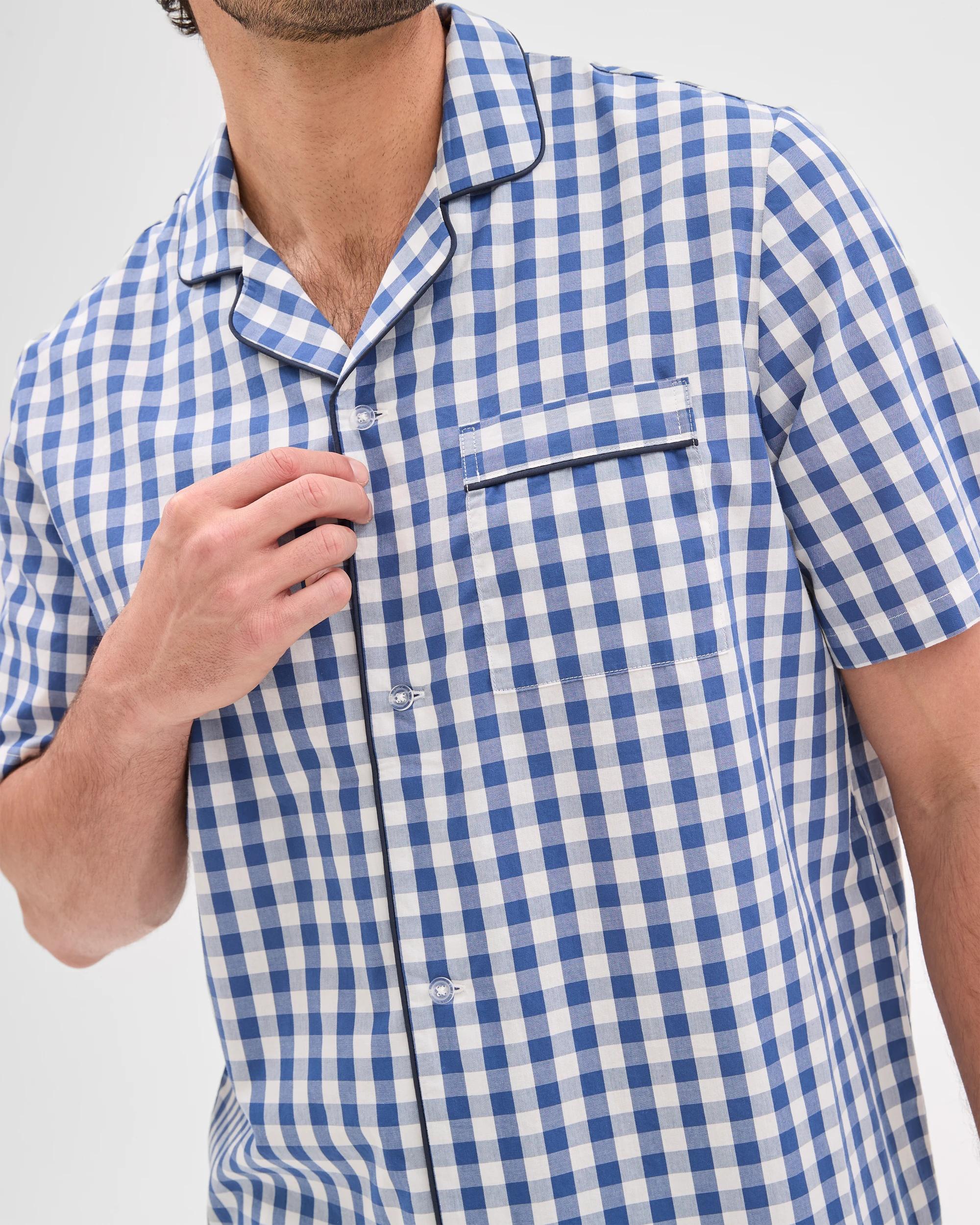 3 Target Mens Poplin Short Pyjama Set BLUE CHECK, 3 of 6