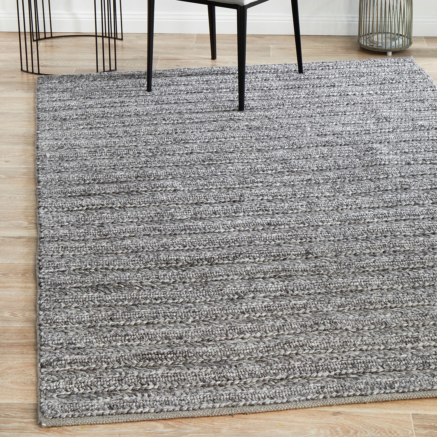 1 Common Ground Rugs Meadow 801 225x155cm - Medium Handwoven Floor Rug - Grey, 1 of 7