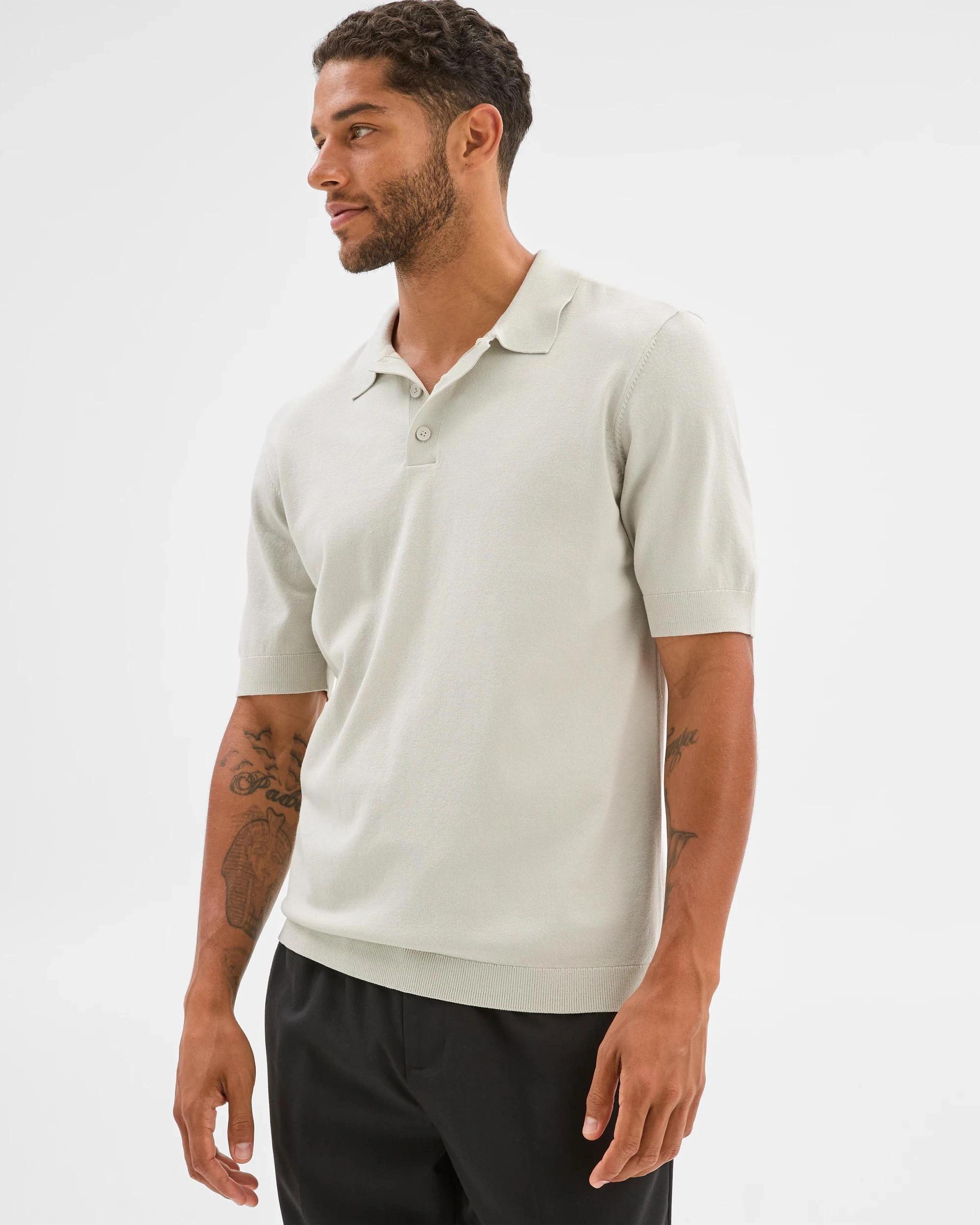 1 Preview Knit Polo Top ECRU, 1 of 6