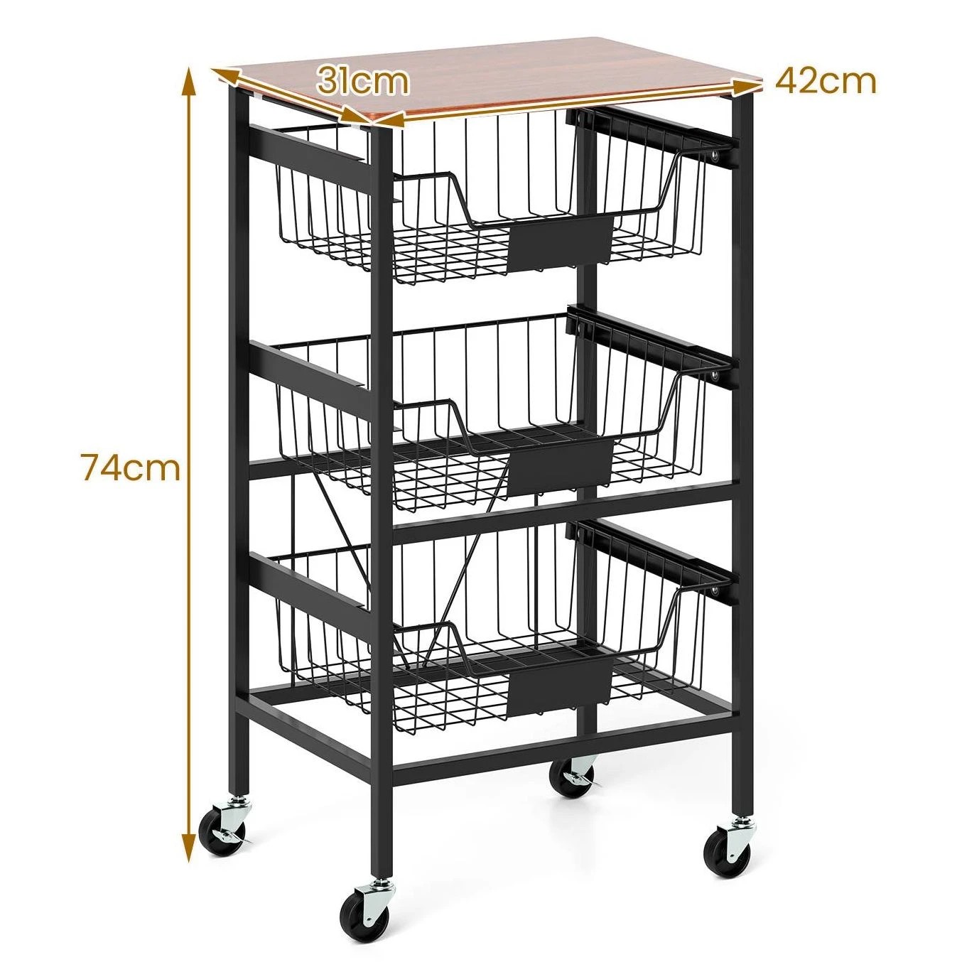 2 Costway 4-Tier Kitchen Storage Drawer Cart Mobile Utility Trolley, 2 of 2