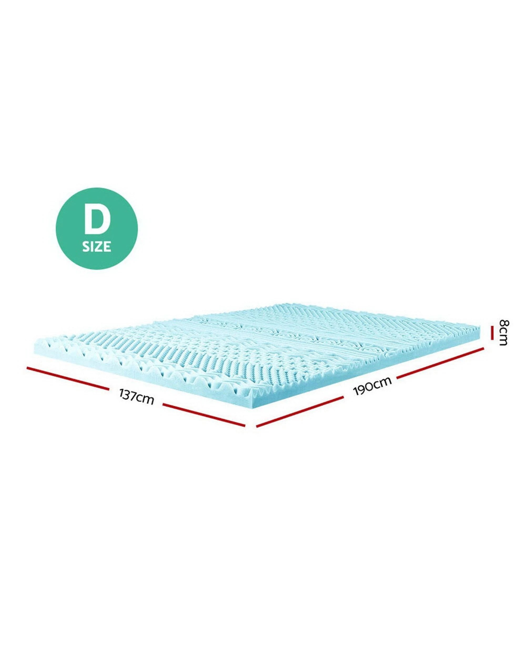 3 Giselle Bedding Memory Foam Mattress Topper 11-zone 8cm Double
 - Blue, 3 of 3