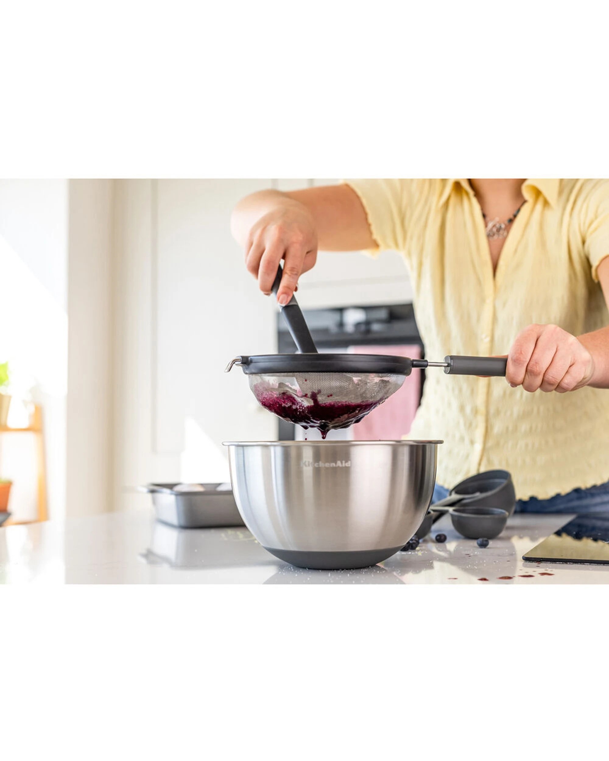 4 KitchenAid 2PK Classic Wire Mesh Sieve Strainer Cooking Utensil Ergonomic Handle - Charcoal, 4 of 6