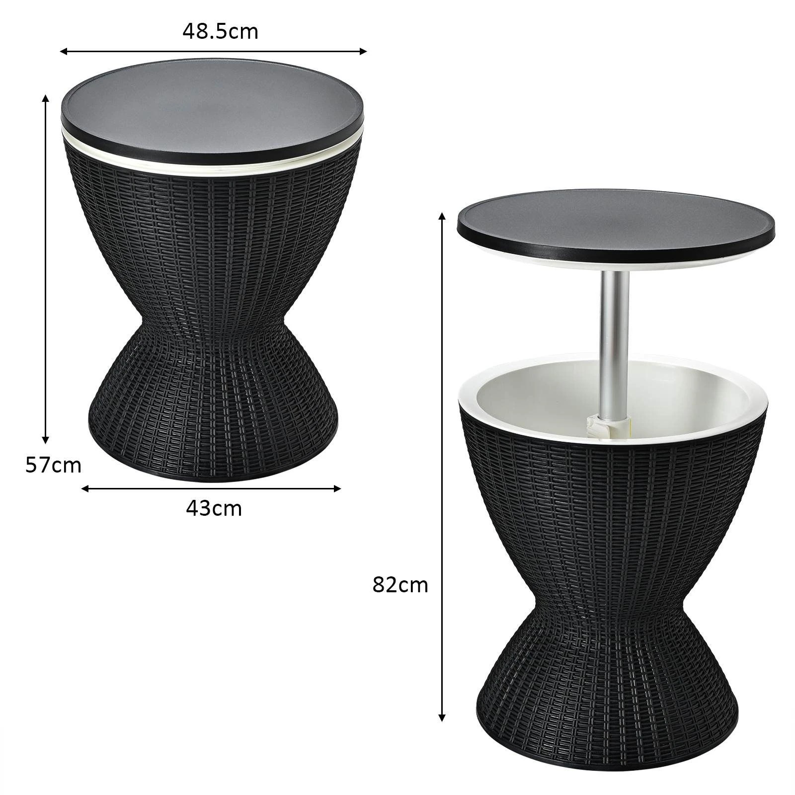 4 Costway 30L Cooler Ice Bucket Bar Table Coffee Table Rattan Outdoor Furniture, 4 of 4