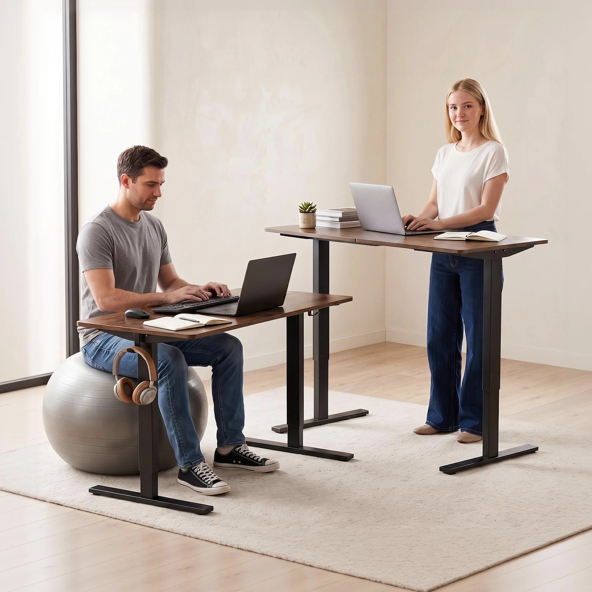 5 Artiss Standing Desk Height Adjustable 140cm Ergonomic Office Desk - Multi, 5 of 8
