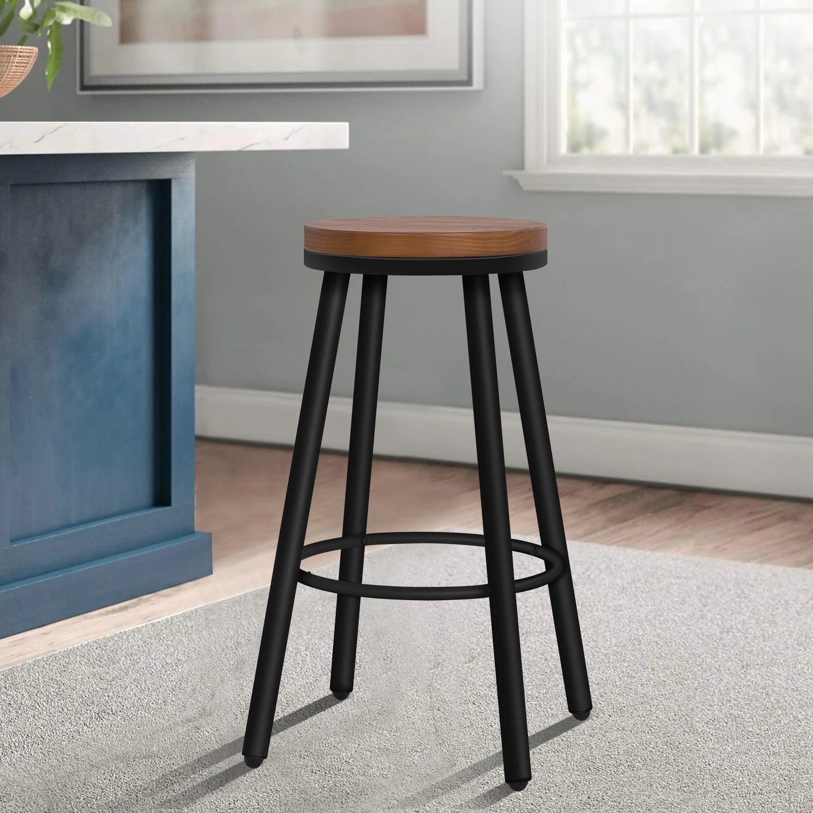 9 Alfordson 4x Bar Stools Retro Kitchen Vintage Chair Industrial Rocio - Black, 9 of 10