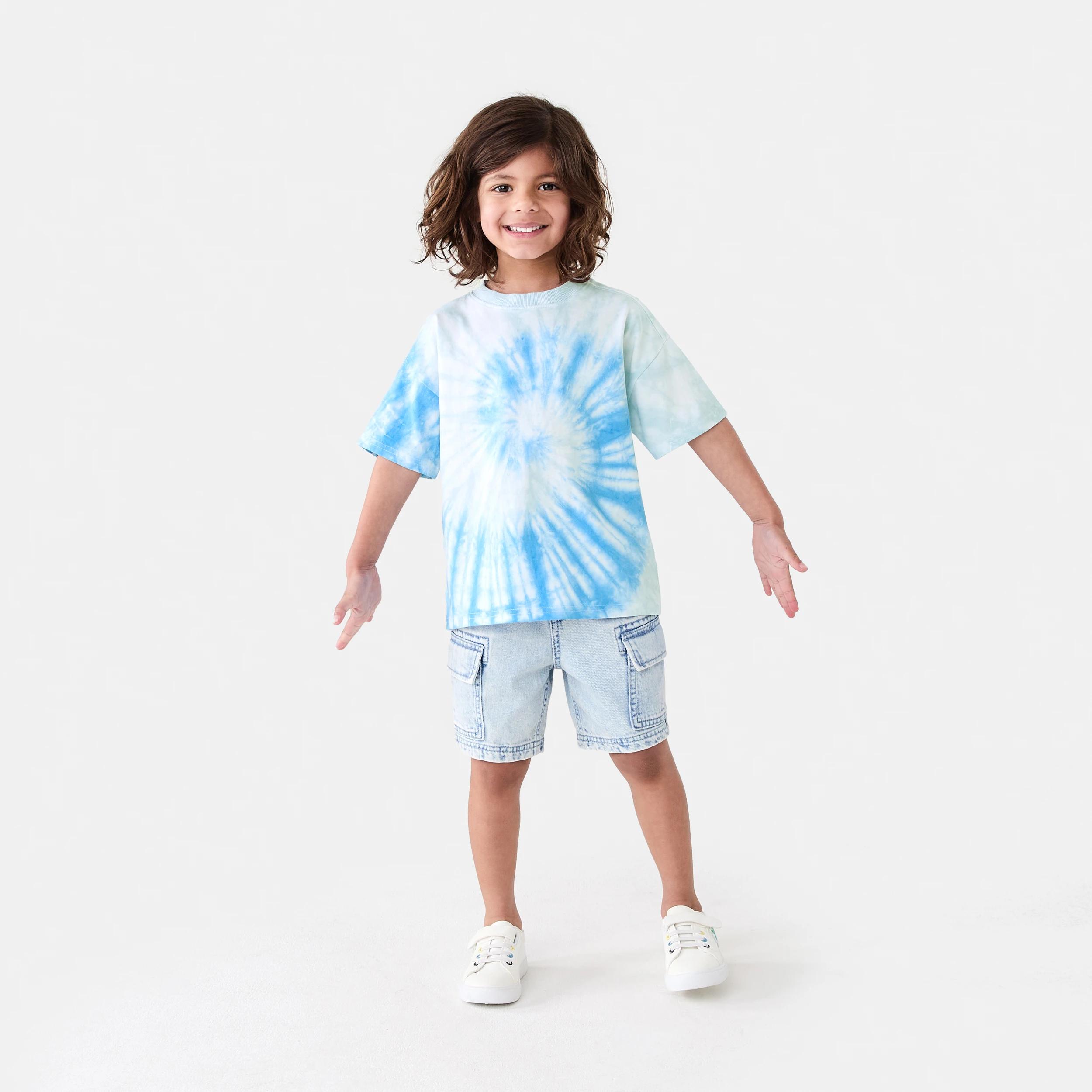 6 Short Sleeve Oversized Tie Dye T-shirt WHITE FLURO SPIRAL, 6 of 7