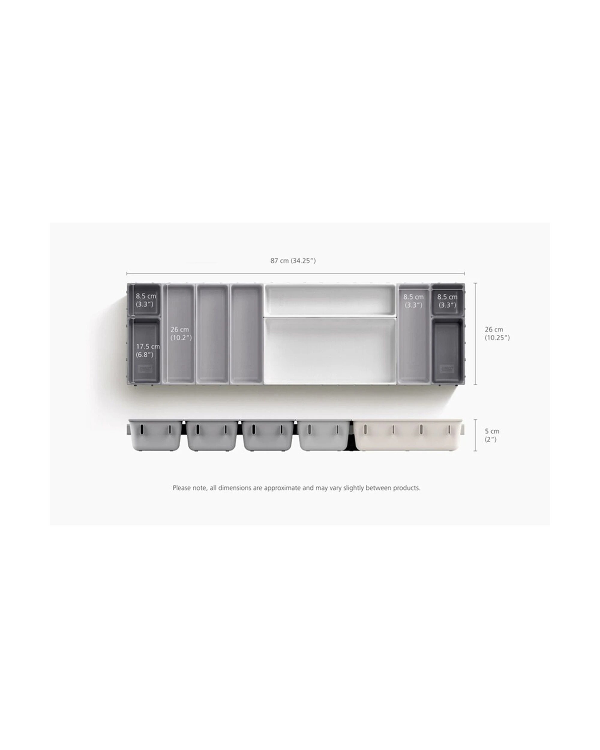 7 Joseph Joseph 2PK 10pc Blox Drawer Organiser Set Modular Storage with Non-Slip Light Stone - Beige, 7 of 7