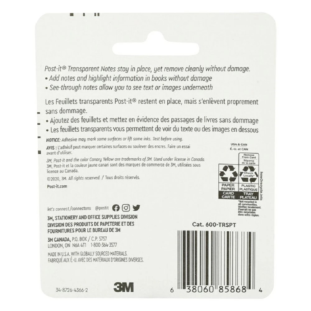 8 Post-It Transparent Notes 73 x 73mm, 8 of 8