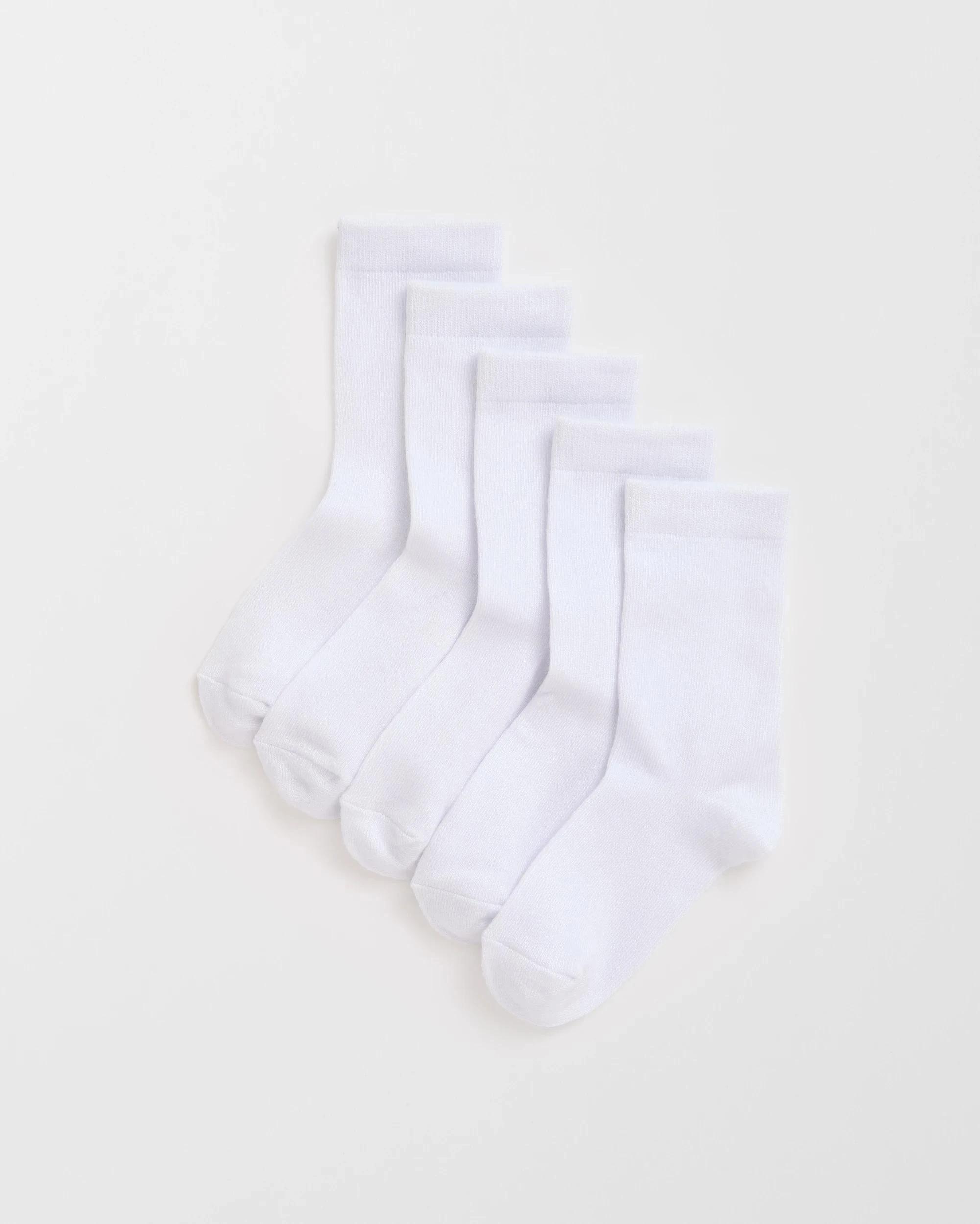 1 Maxx Bamboo 5 Pack Crew School Socks WHITE, 1 of 3