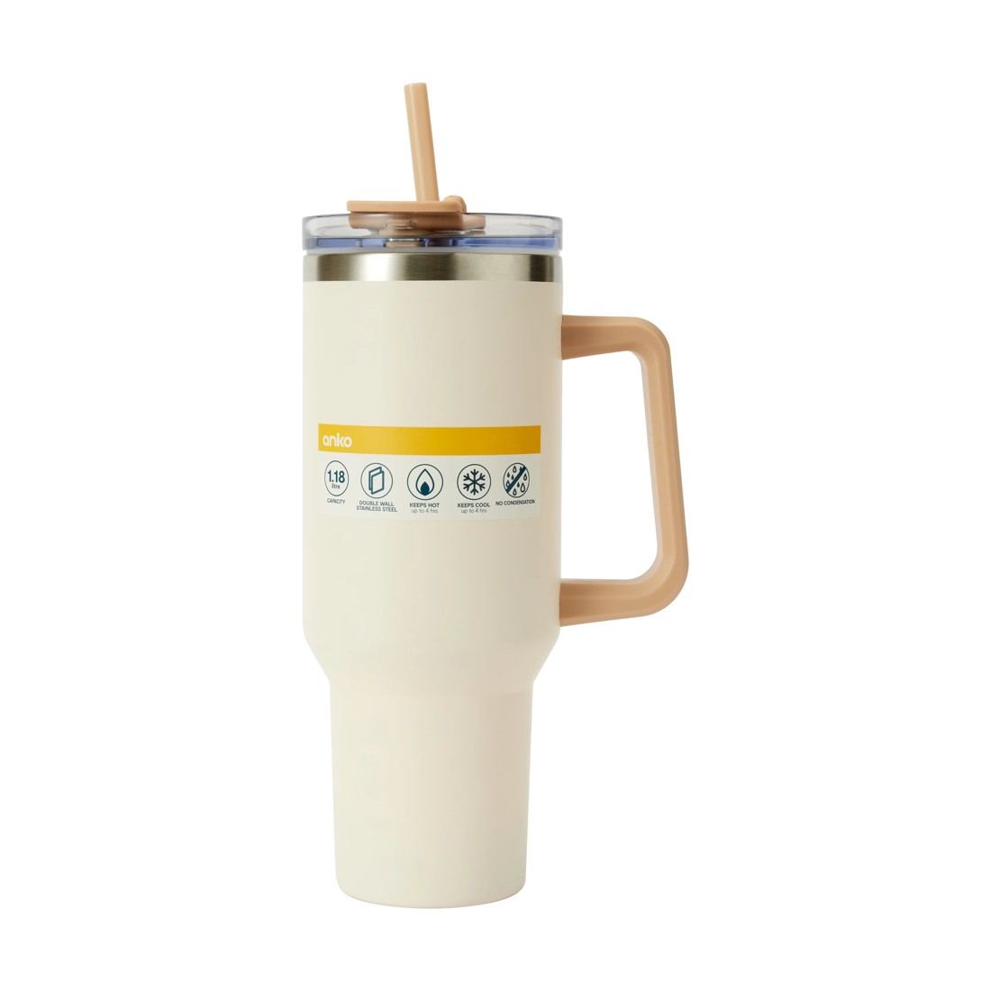 7 1.18L Cream Jumbo Tumbler with Handle, 7 of 7