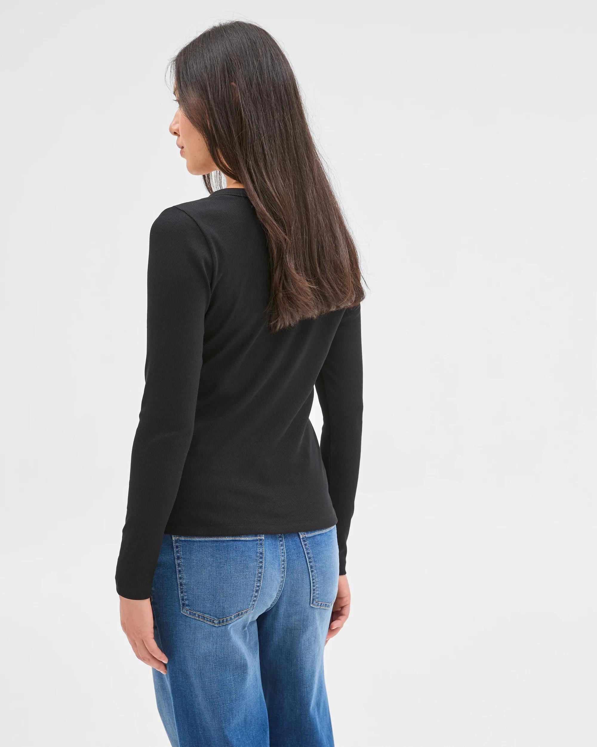 7 Target Woman Australian Cotton Long Sleeve Rib Henley T-Shirt BLACK, 7 of 7