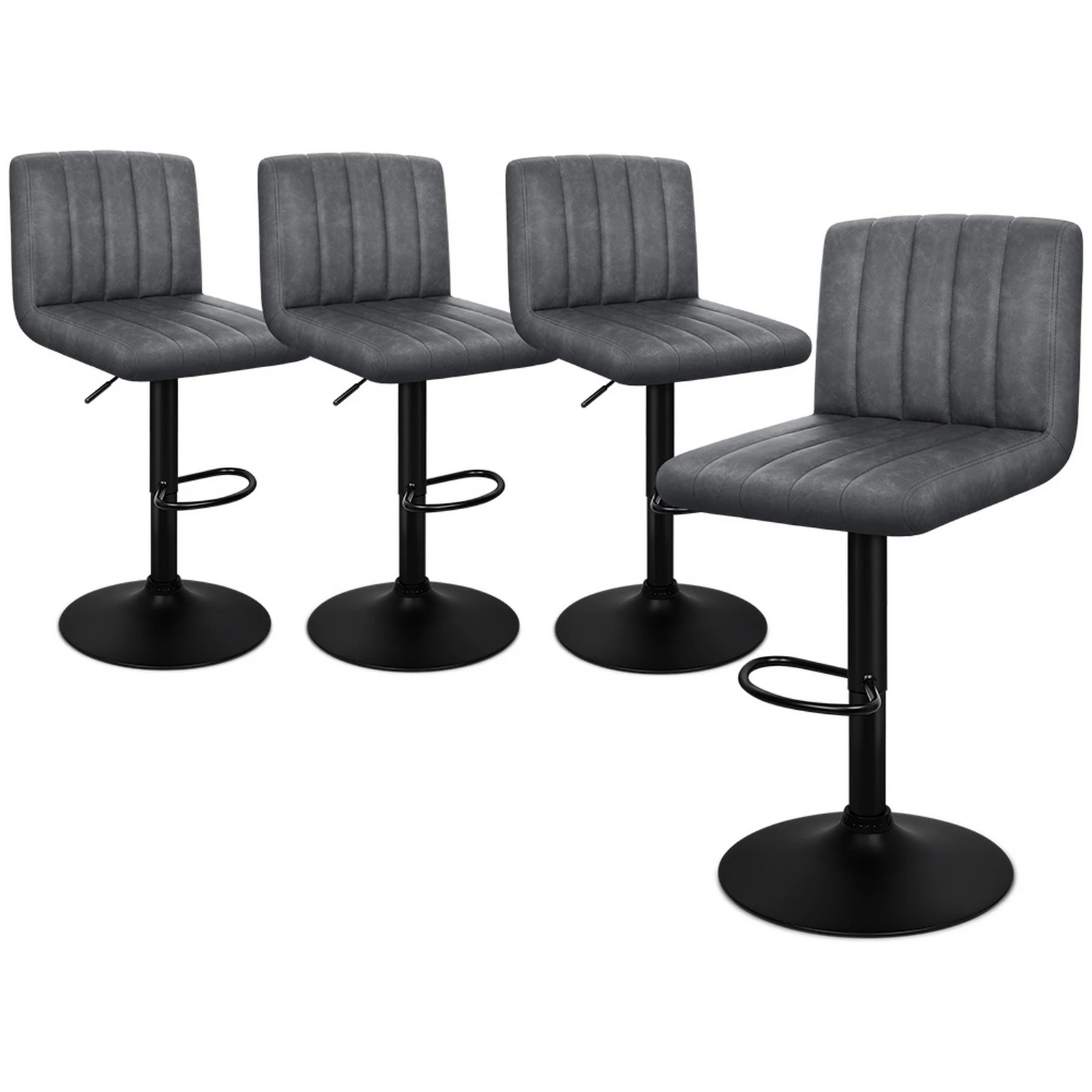 1 Alfordson 4x Bar Stools Macias Kitchen Swivel Chair Leather Gas Lift - Grey, 1 of 10