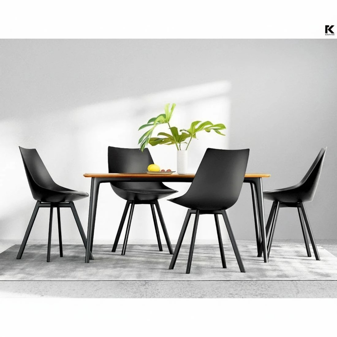 5 Artiss Dining Chairs Set of 2 PU Leather Plastic - Black, 5 of 6